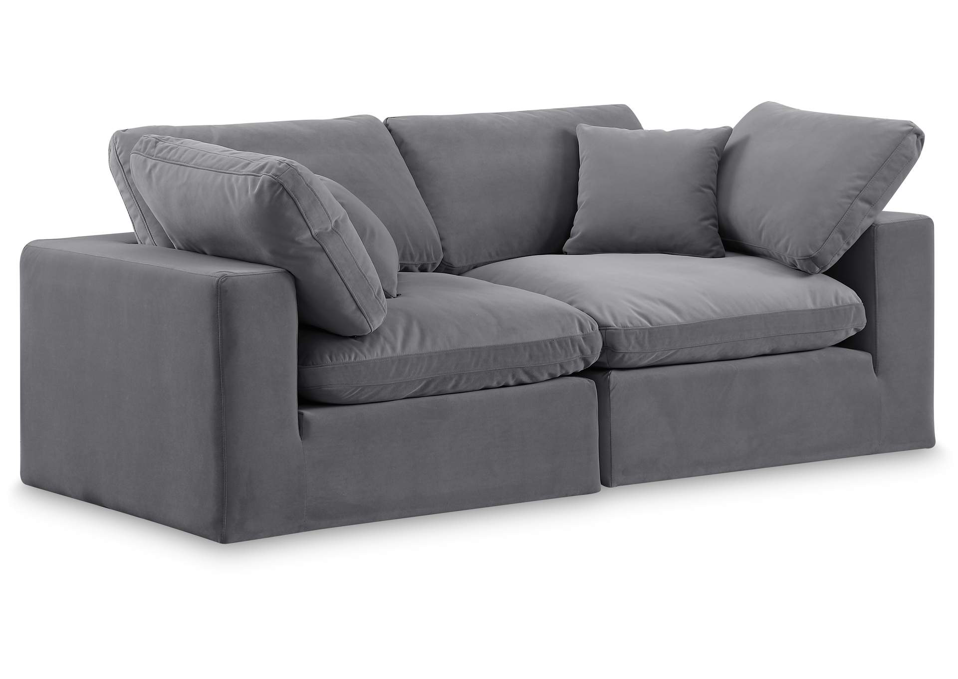 Comfy Grey Velvet Modular Sofa,Meridian Furniture