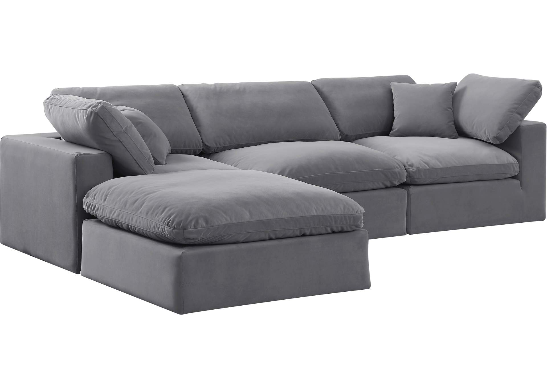 Comfy Grey Velvet Modular Sectional,Meridian Furniture