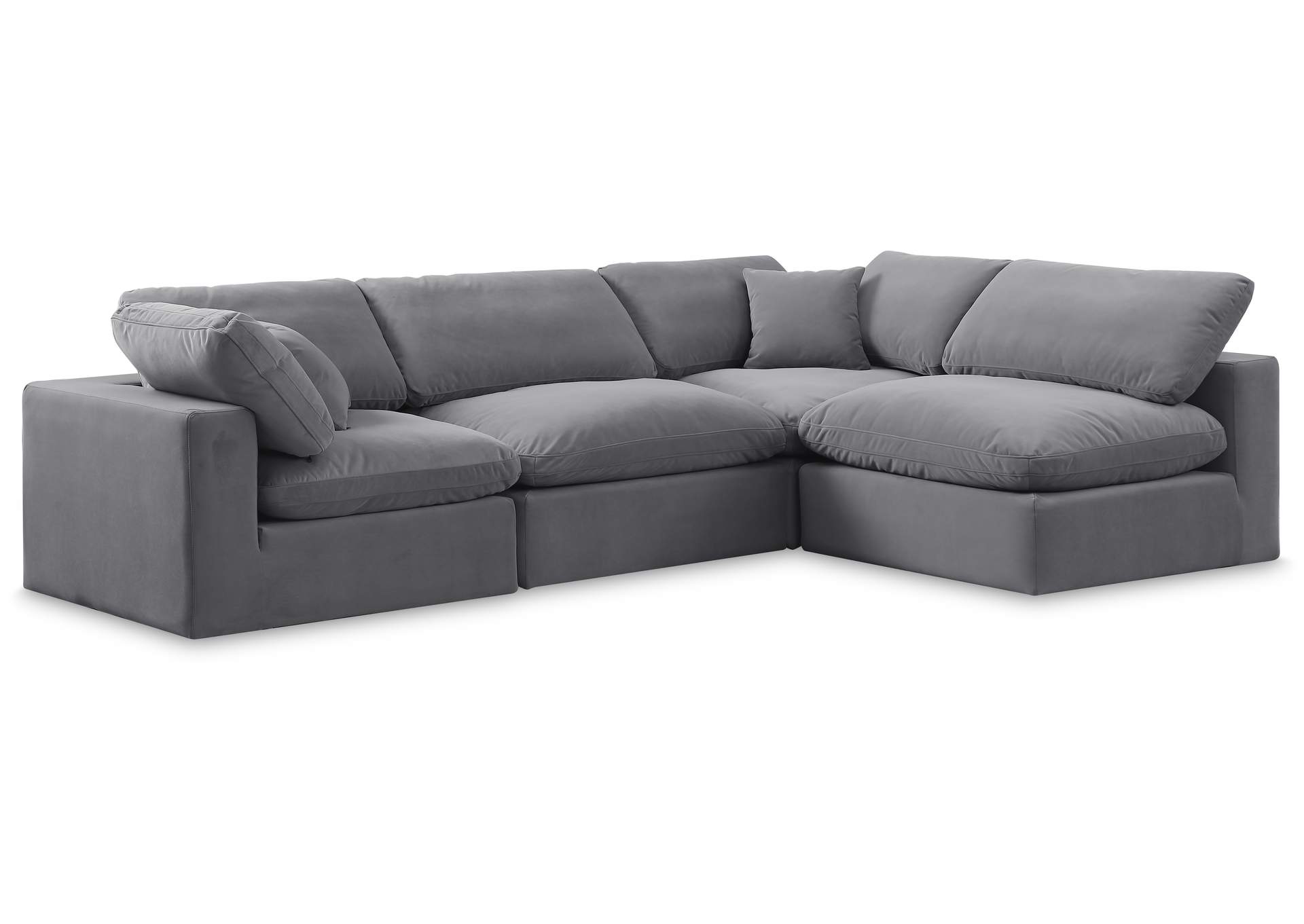 Comfy Grey Velvet Modular Sectional,Meridian Furniture