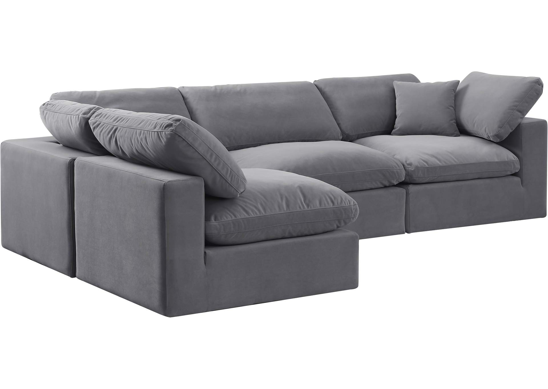 Comfy Grey Velvet Modular Sectional,Meridian Furniture