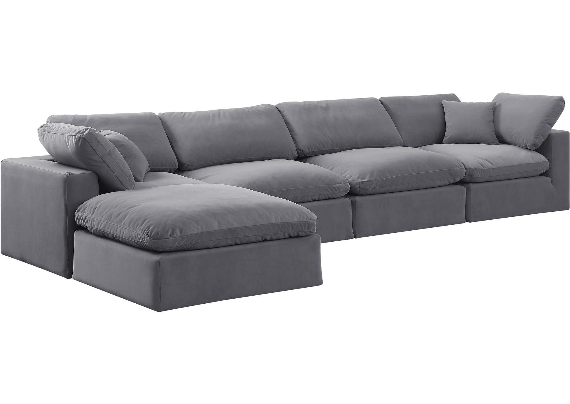 Comfy Grey Velvet Modular Sectional,Meridian Furniture