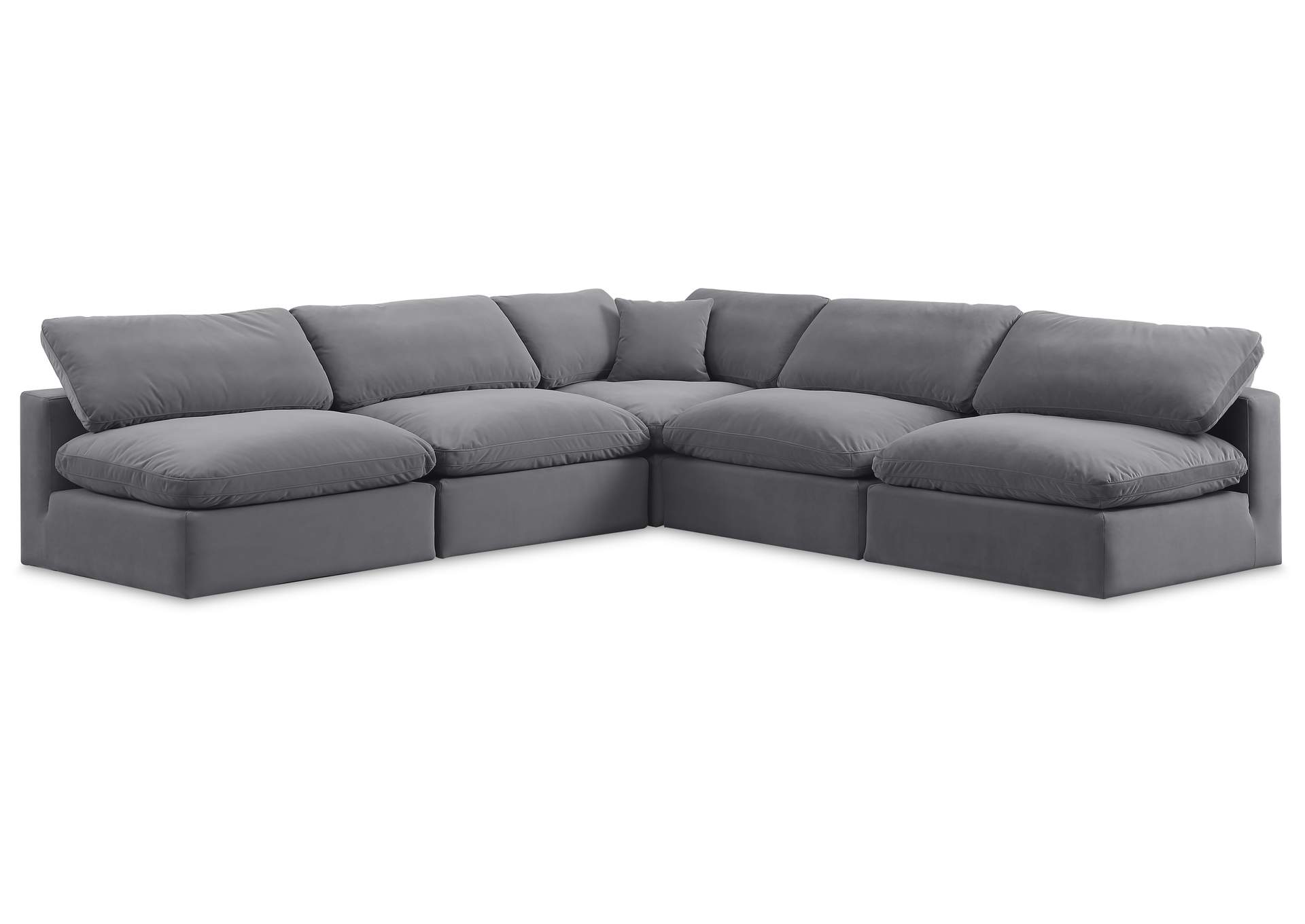 Comfy Grey Velvet Modular Sectional,Meridian Furniture