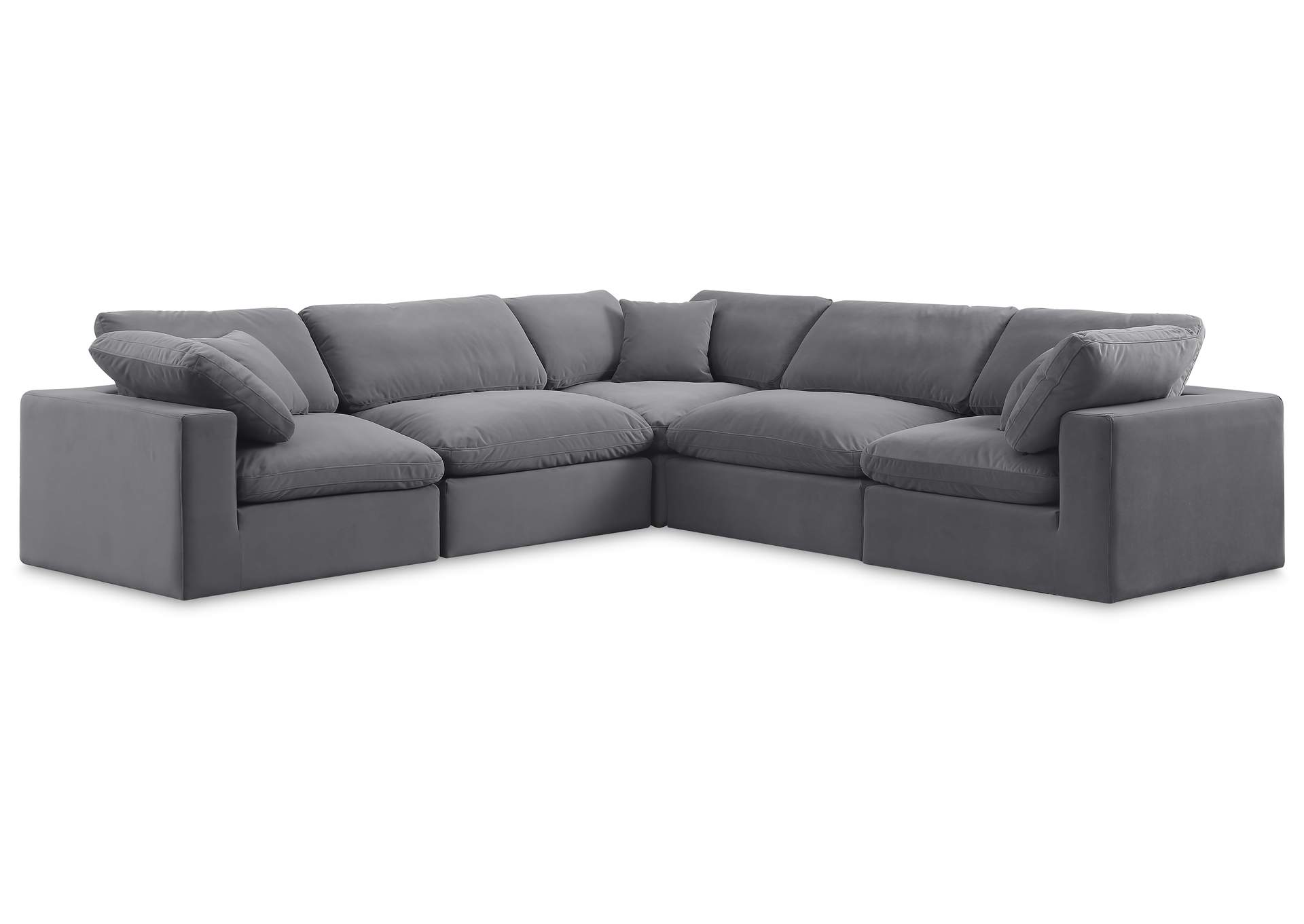 Comfy Grey Velvet Modular Sectional,Meridian Furniture