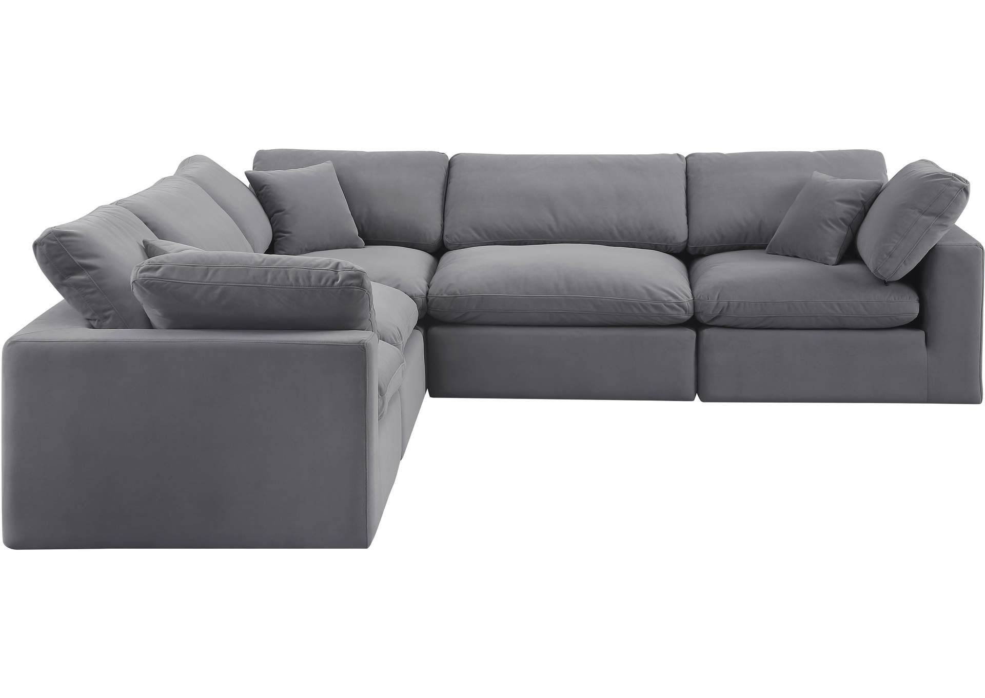 Comfy Grey Velvet Modular Sectional,Meridian Furniture