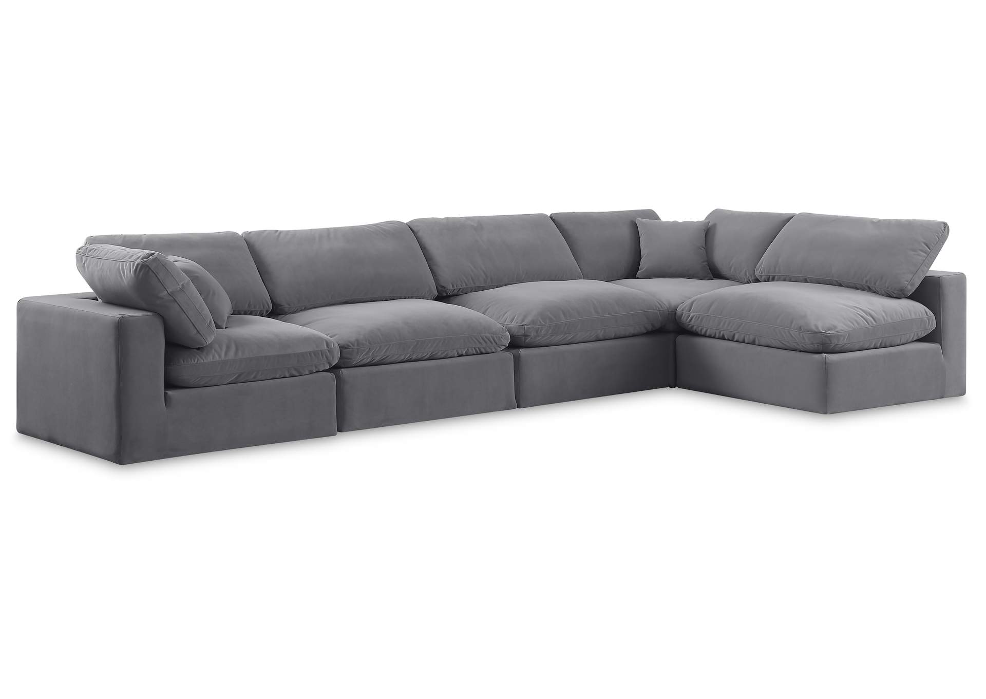 Comfy Grey Velvet Modular Sectional,Meridian Furniture