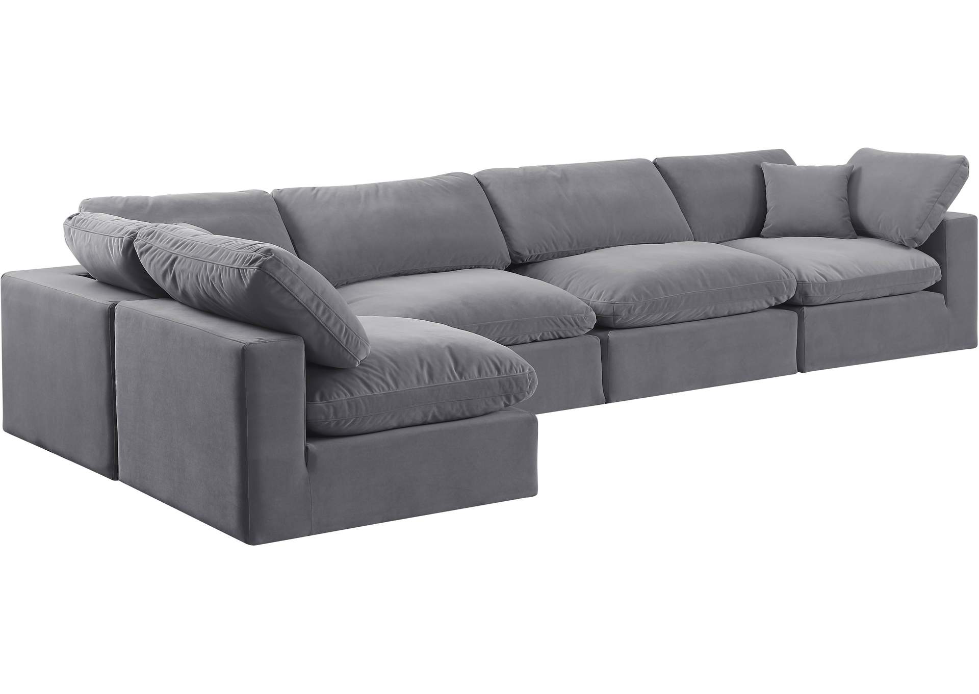 Comfy Grey Velvet Modular Sectional,Meridian Furniture