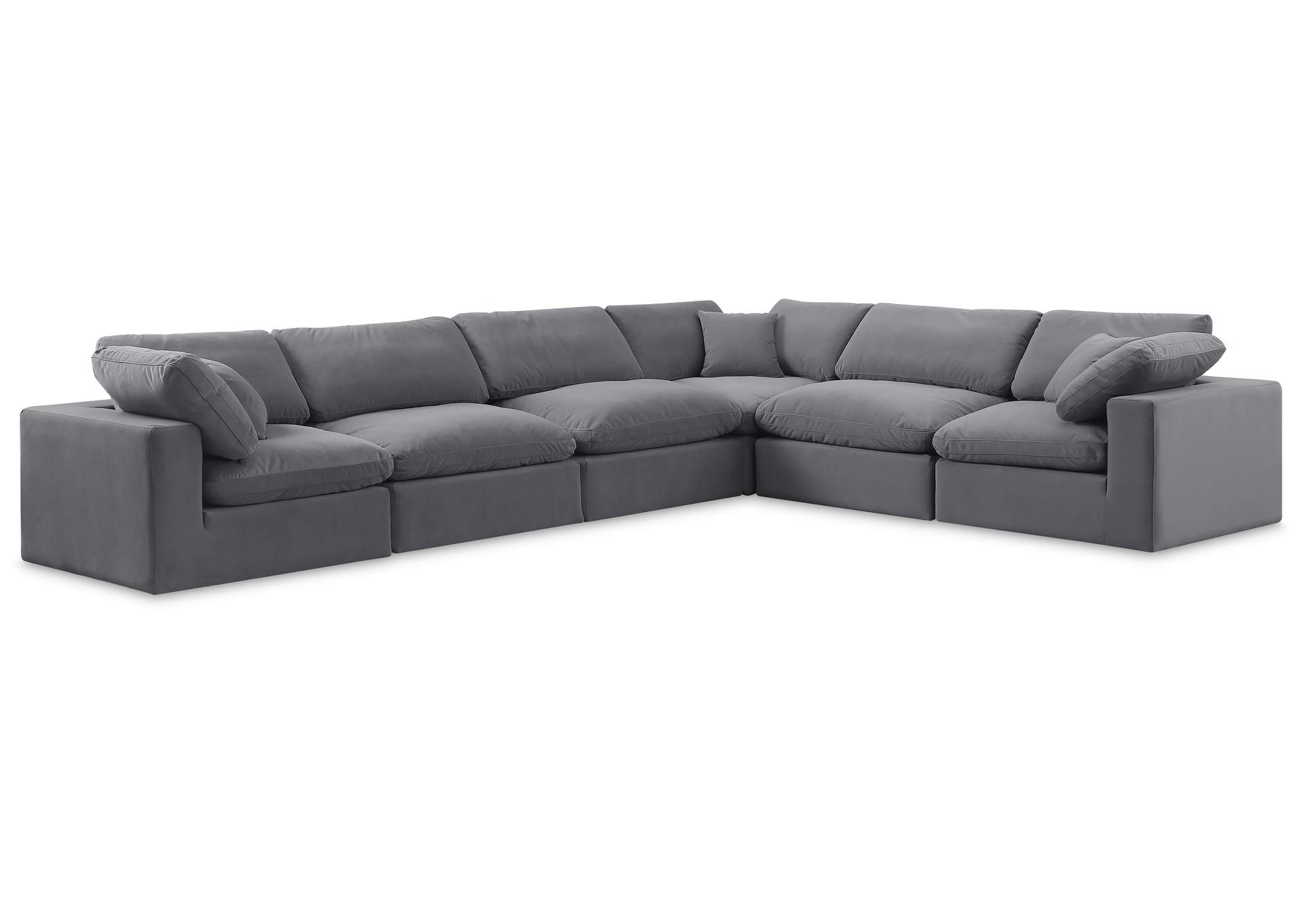 Comfy Grey Velvet Modular Sectional,Meridian Furniture