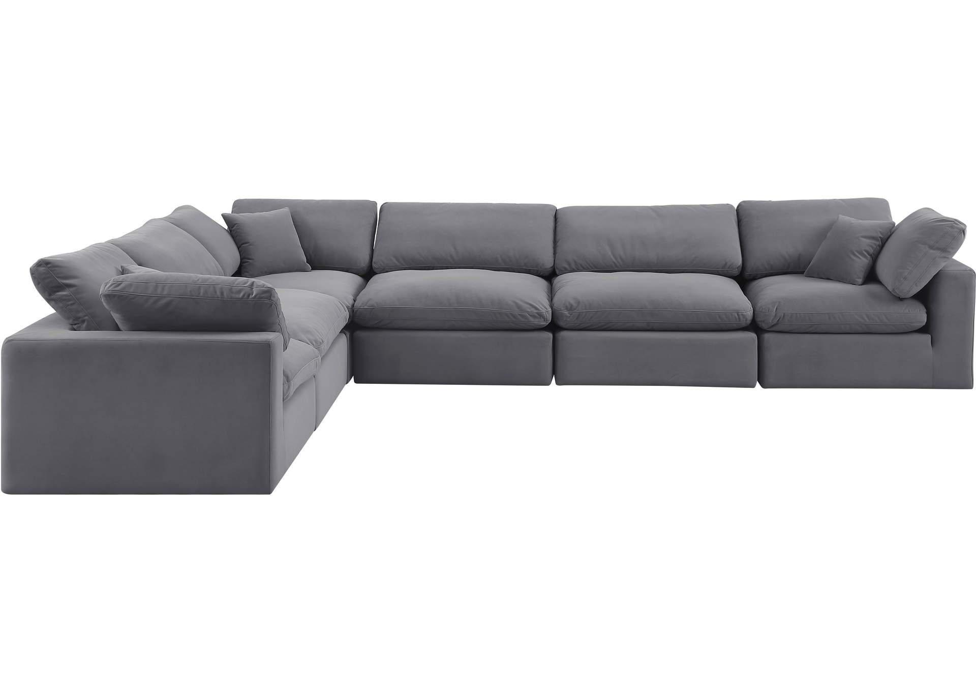 Comfy Grey Velvet Modular Sectional,Meridian Furniture