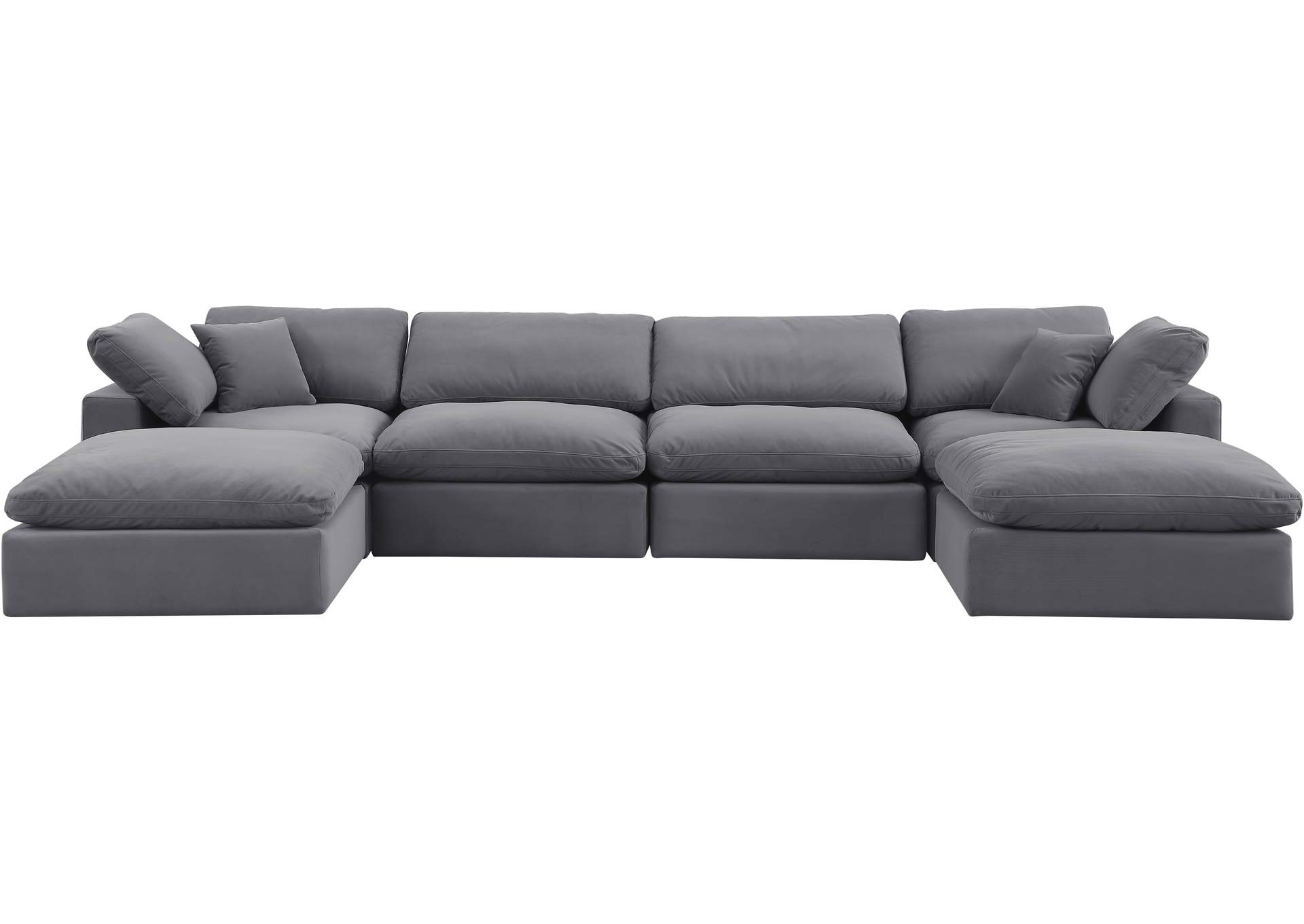 Comfy Grey Velvet Modular Sectional,Meridian Furniture