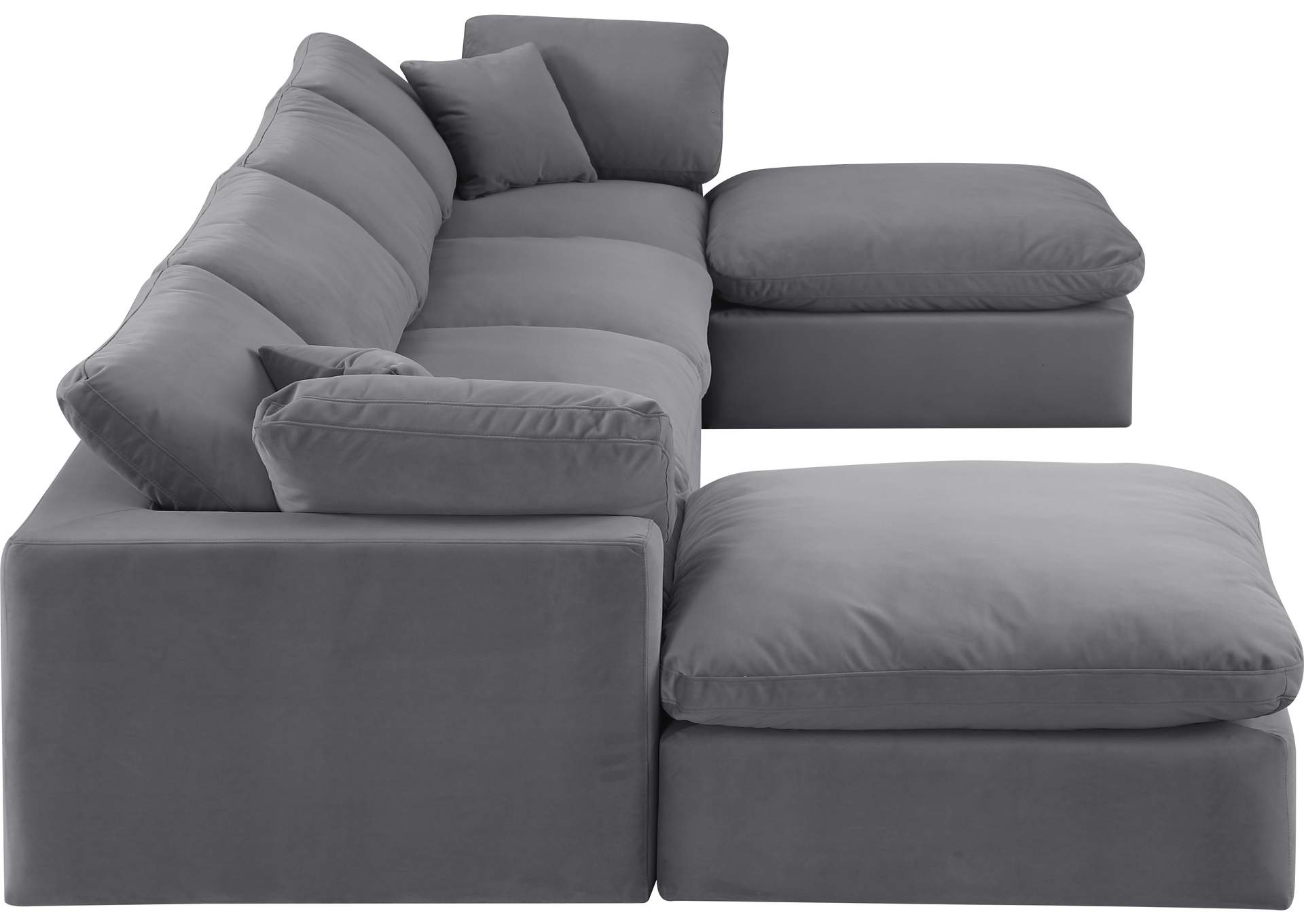 Comfy Grey Velvet Modular Sectional,Meridian Furniture