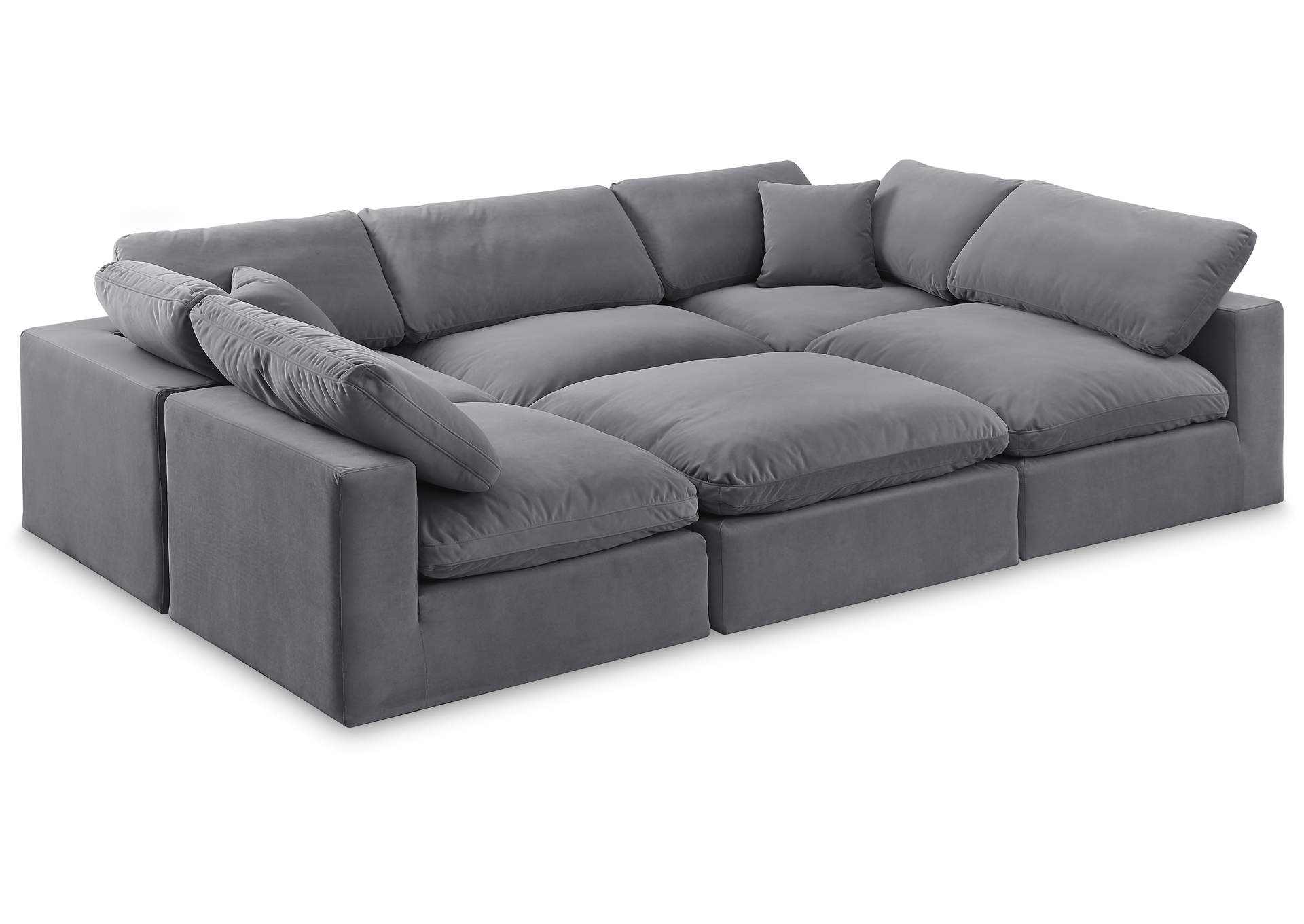 Comfy Grey Velvet Modular Sectional,Meridian Furniture