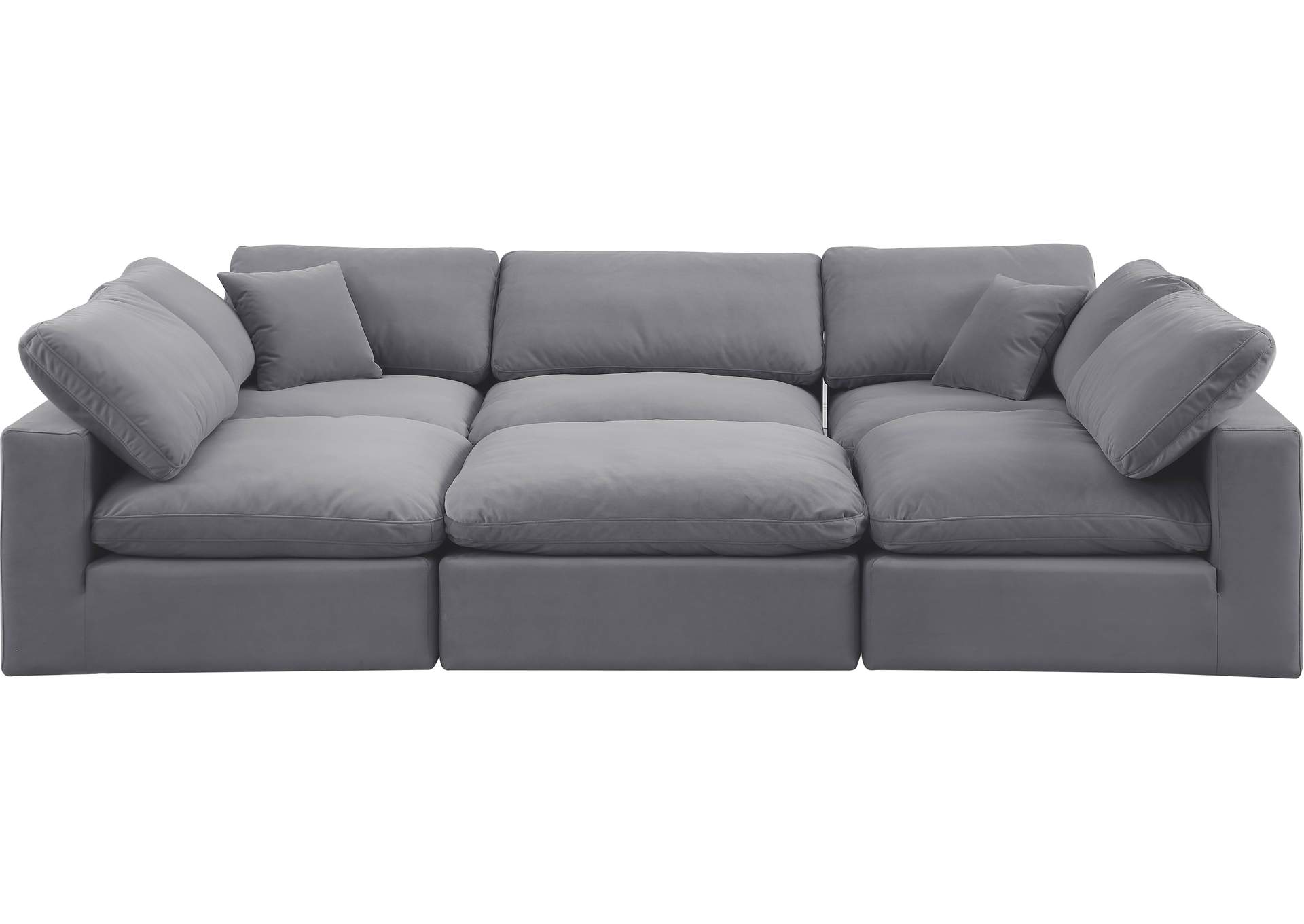 Comfy Grey Velvet Modular Sectional,Meridian Furniture