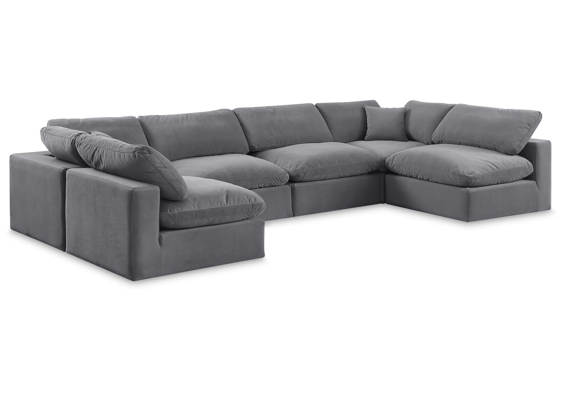Comfy Grey Velvet Modular Sectional,Meridian Furniture