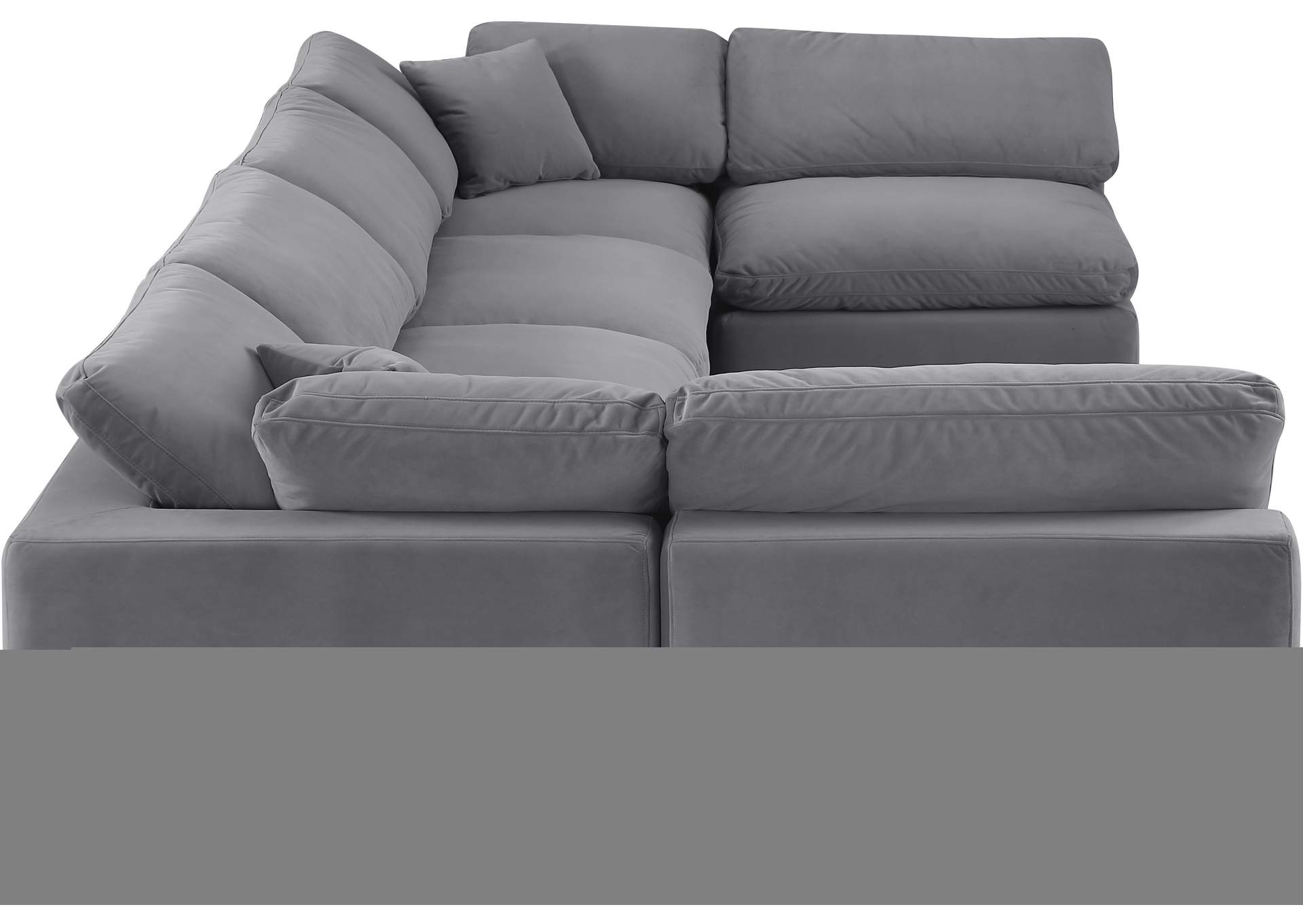 Comfy Grey Velvet Modular Sectional,Meridian Furniture