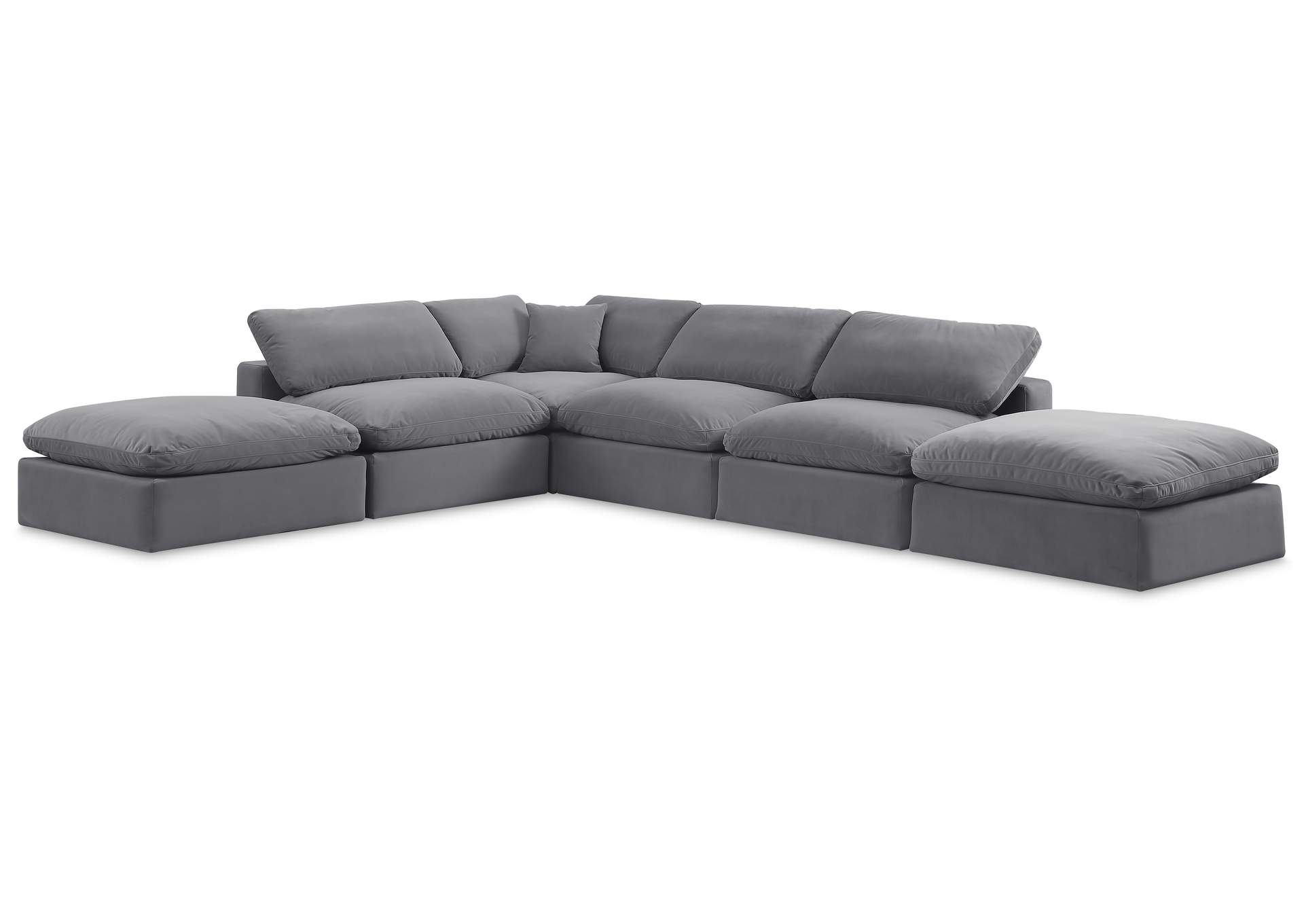 Comfy Grey Velvet Modular Sectional,Meridian Furniture