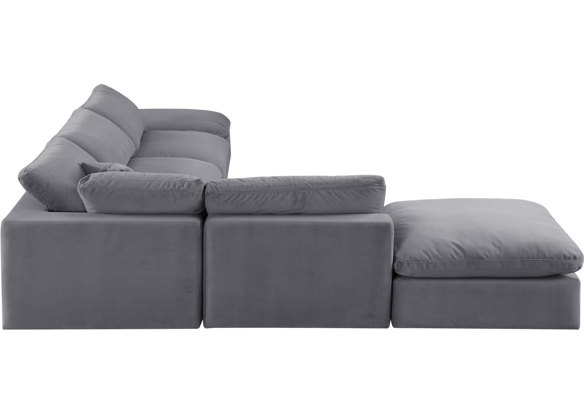 Comfy Grey Velvet Modular Sectional,Meridian Furniture