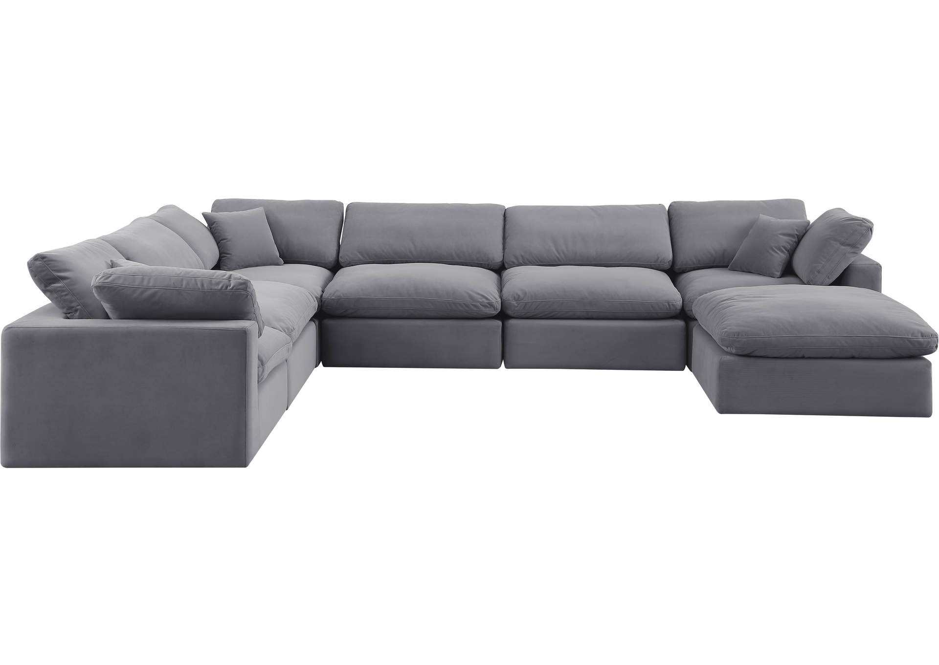 Comfy Grey Velvet Modular Sectional,Meridian Furniture