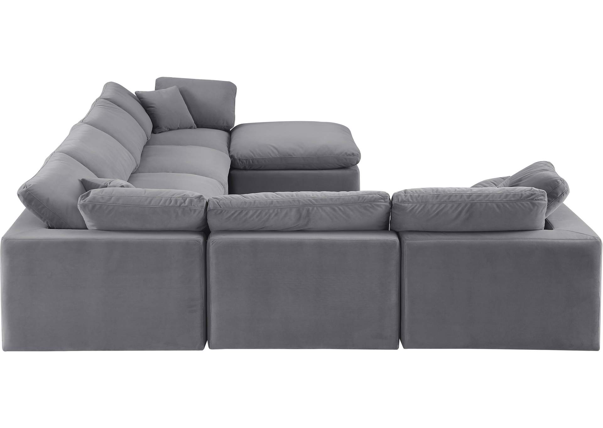 Comfy Grey Velvet Modular Sectional,Meridian Furniture