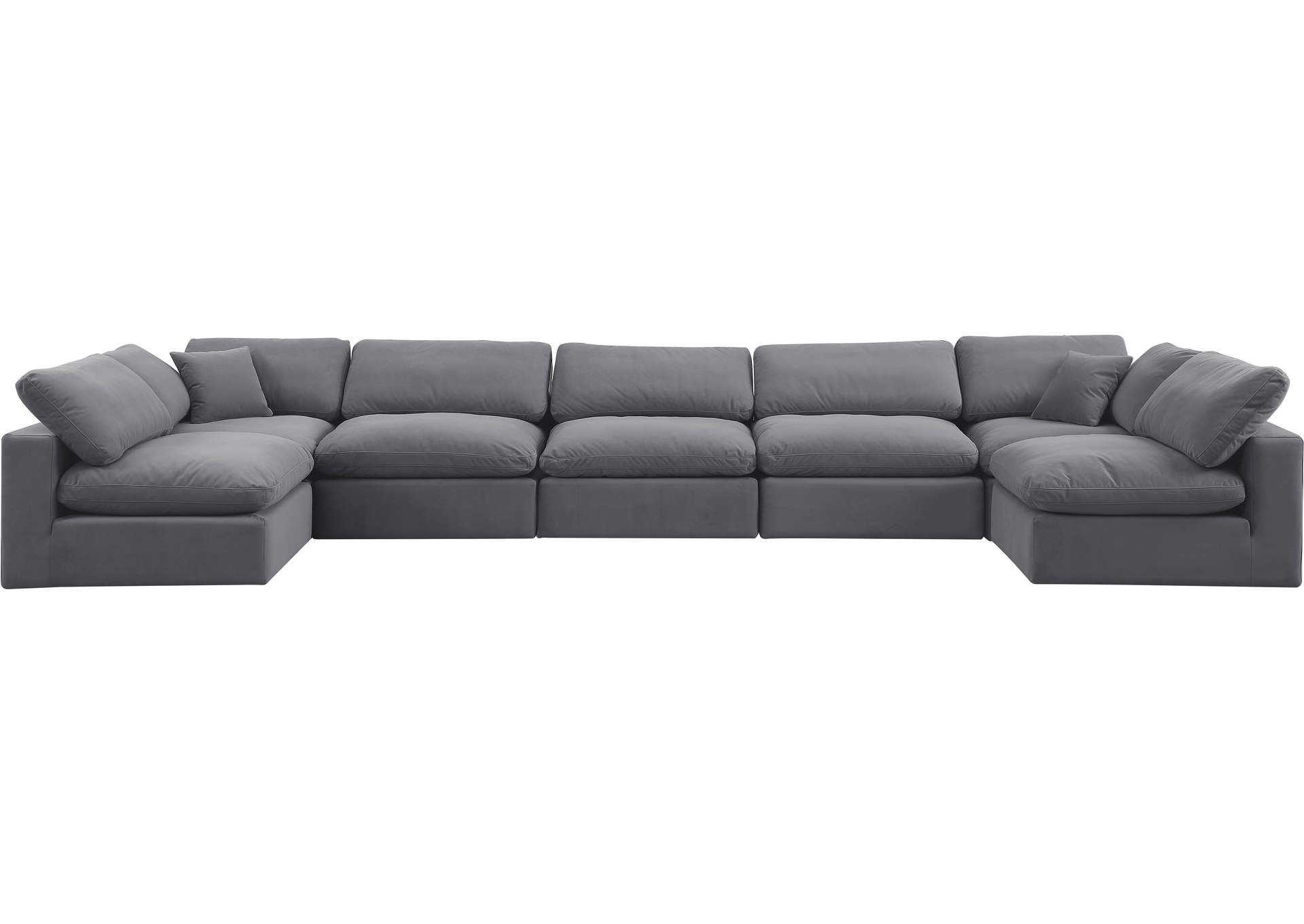 Comfy Grey Velvet Modular Sectional,Meridian Furniture