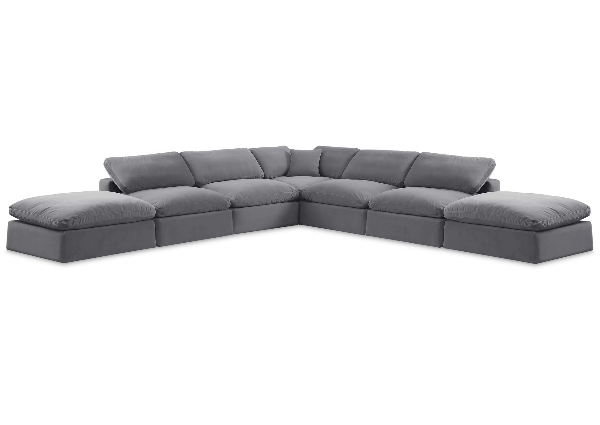 Comfy Grey Velvet Modular Sectional,Meridian Furniture