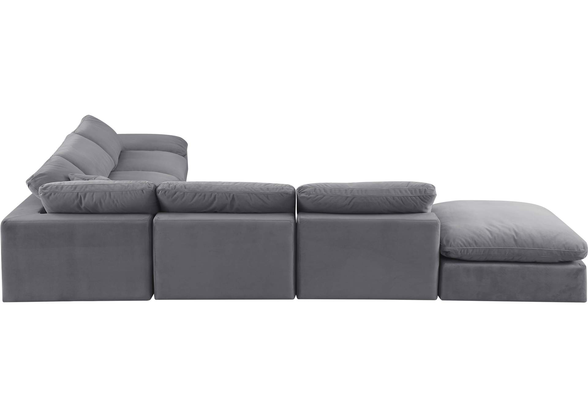 Comfy Grey Velvet Modular Sectional,Meridian Furniture