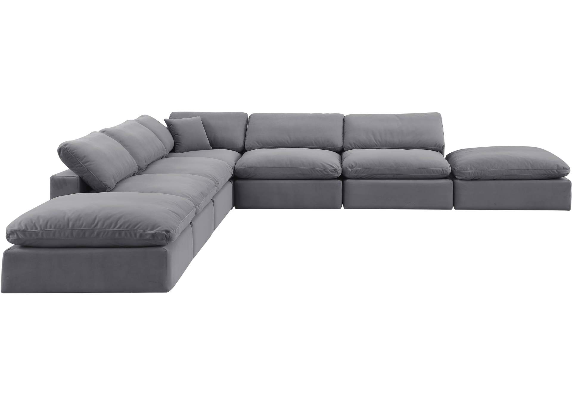 Comfy Grey Velvet Modular Sectional,Meridian Furniture