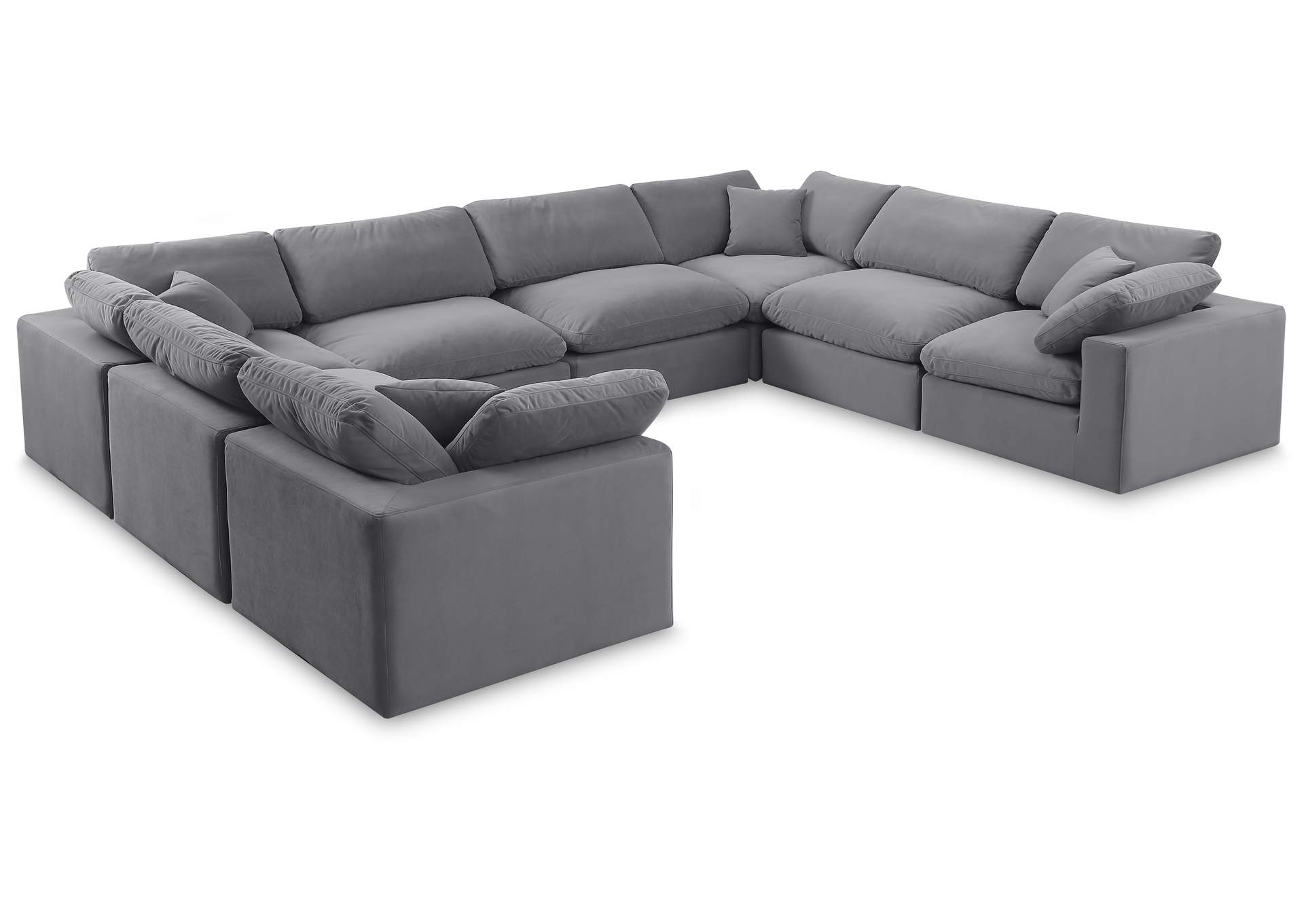 Comfy Grey Velvet Modular Sectional,Meridian Furniture