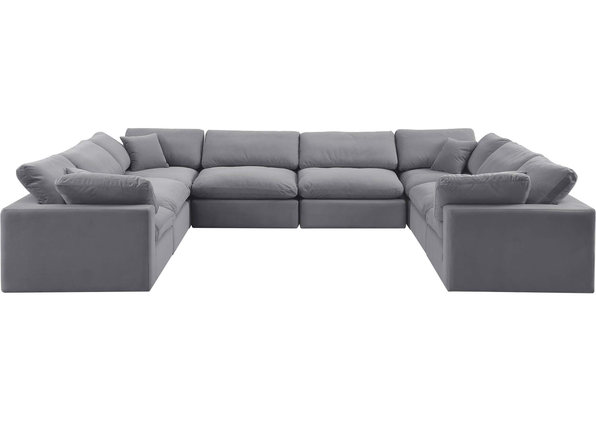 Comfy Grey Velvet Modular Sectional,Meridian Furniture