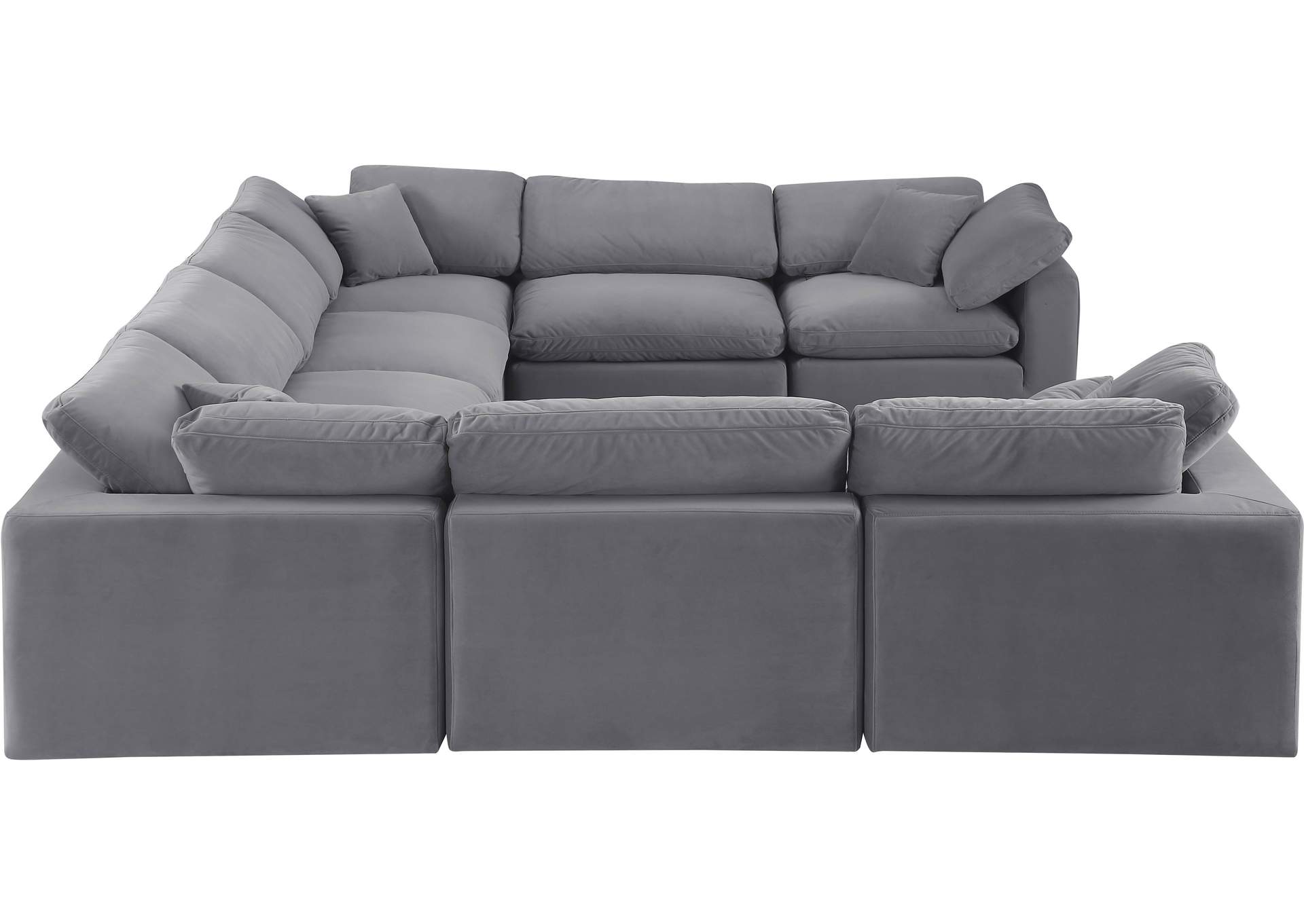 Comfy Grey Velvet Modular Sectional,Meridian Furniture