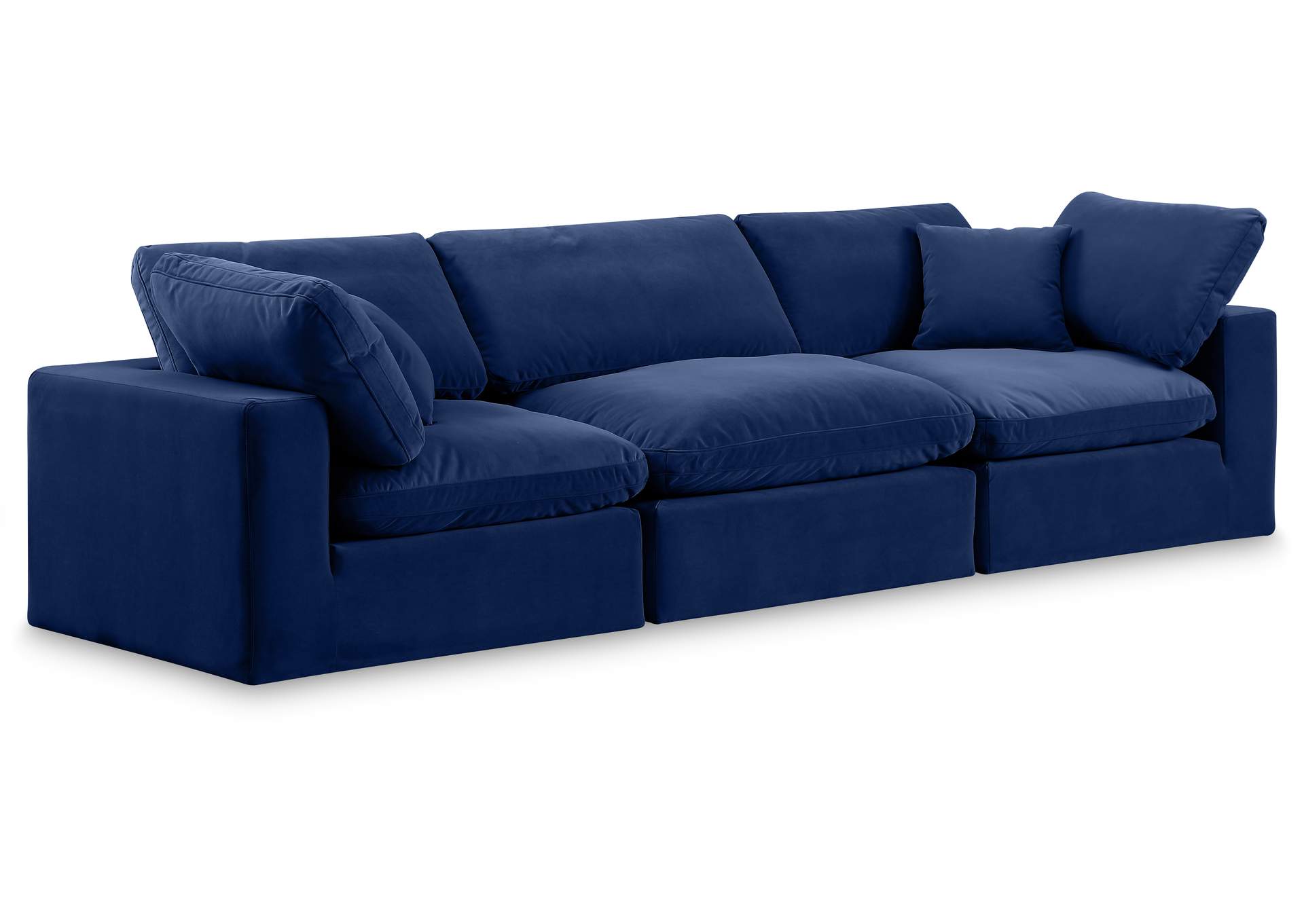 Comfy Navy Velvet Modular Sofa,Meridian Furniture