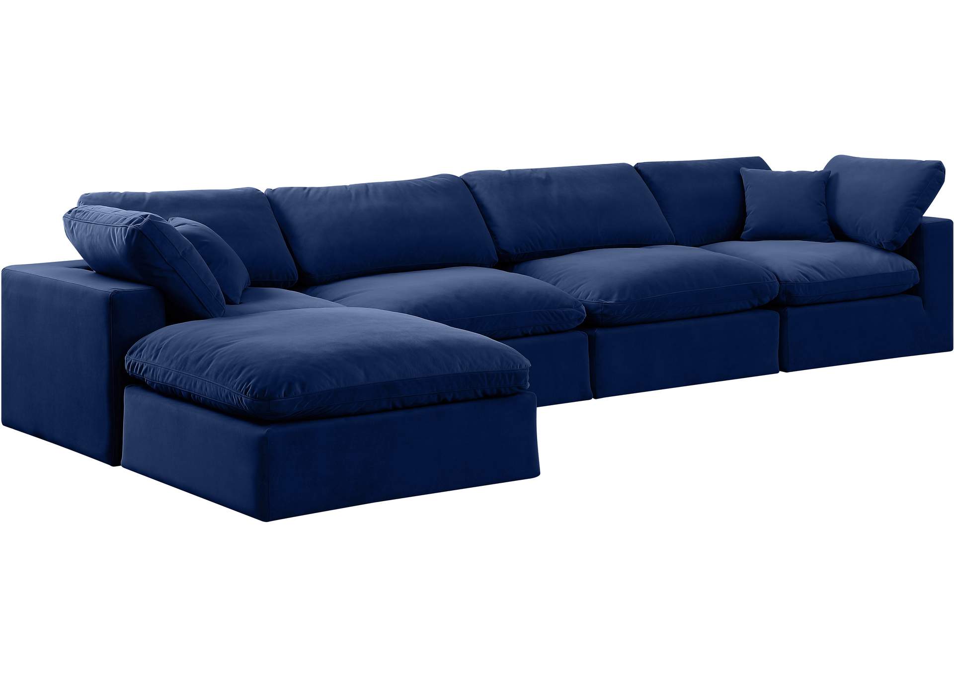 Comfy Navy Velvet Modular Sectional,Meridian Furniture