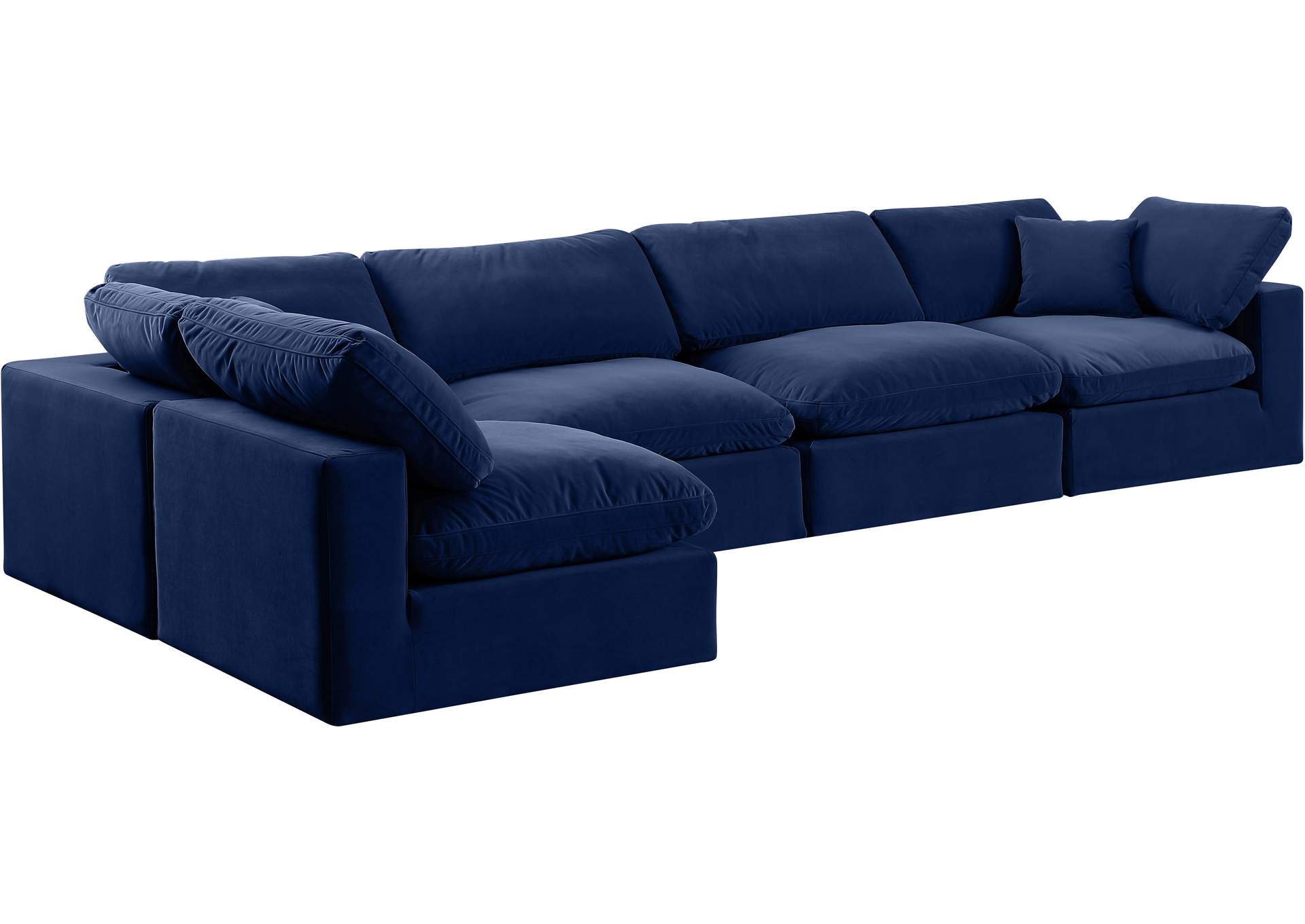 Comfy Navy Velvet Modular Sectional,Meridian Furniture