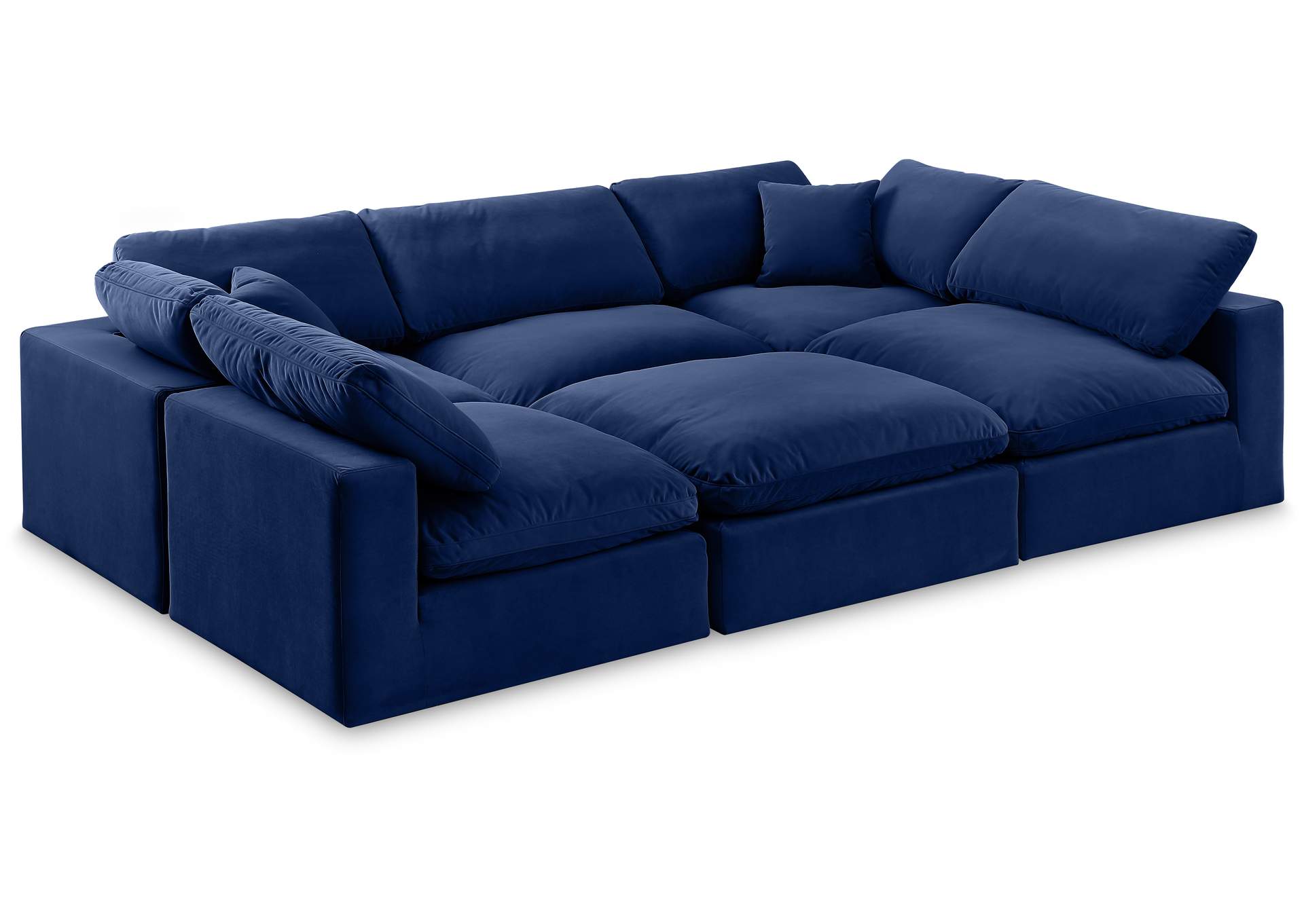 Comfy Navy Velvet Modular Sectional,Meridian Furniture