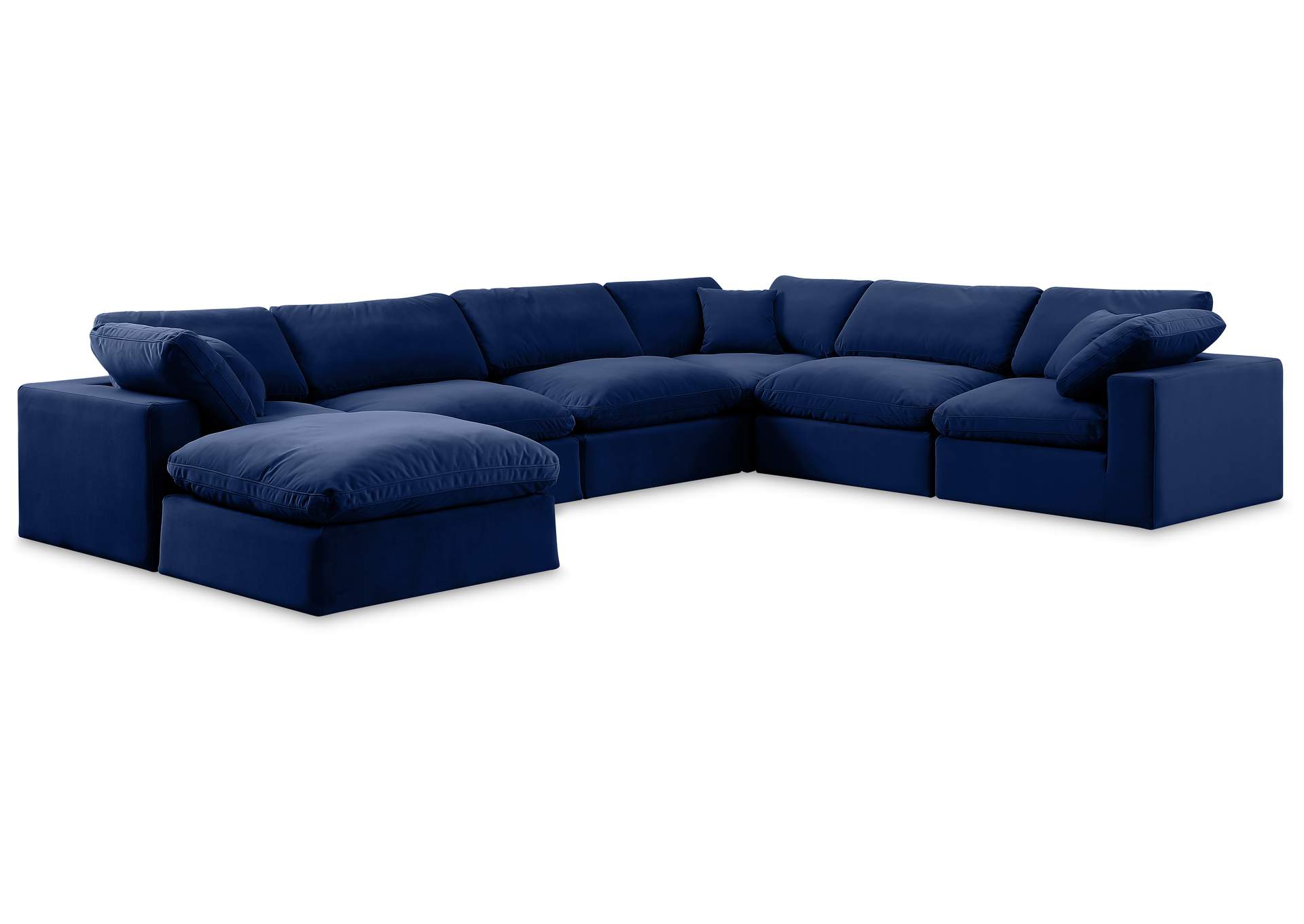 Comfy Navy Velvet Modular Sectional,Meridian Furniture