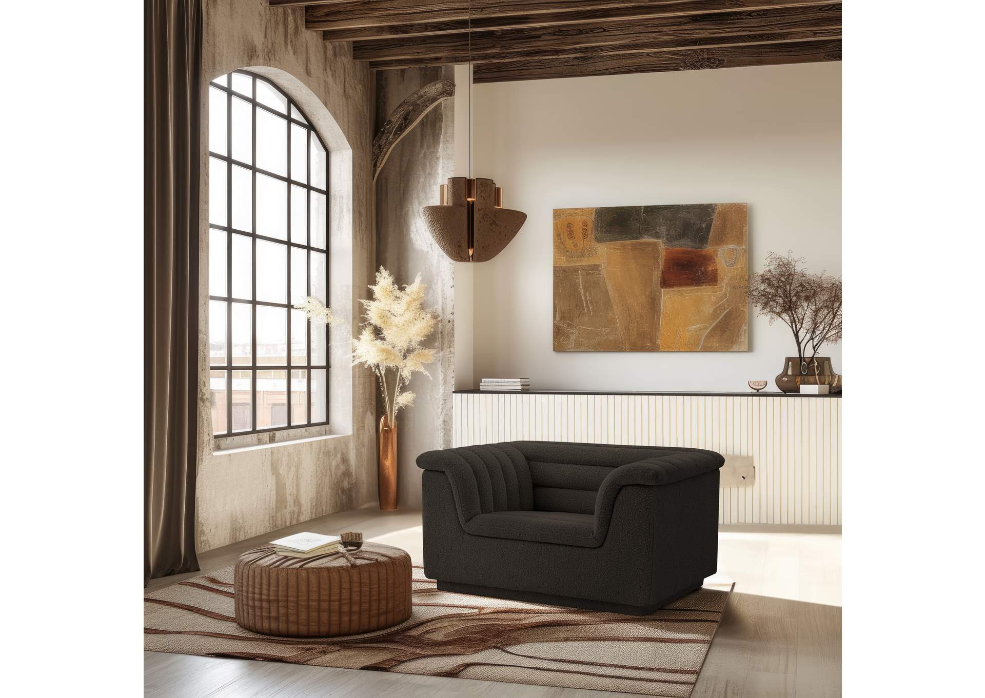 Cascade Brown Boucle Fabric Chair,Meridian Furniture