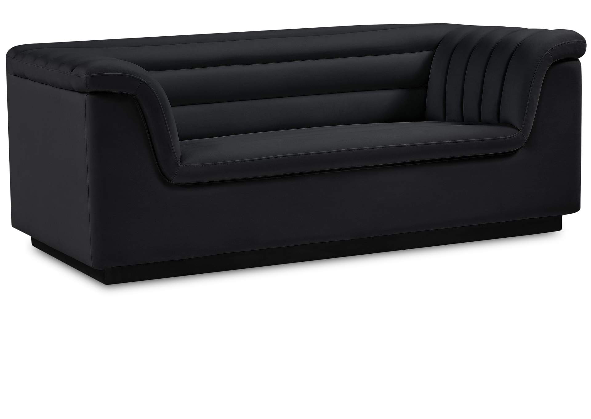 Cascade Black Velvet Fabric Loveseat,Meridian Furniture