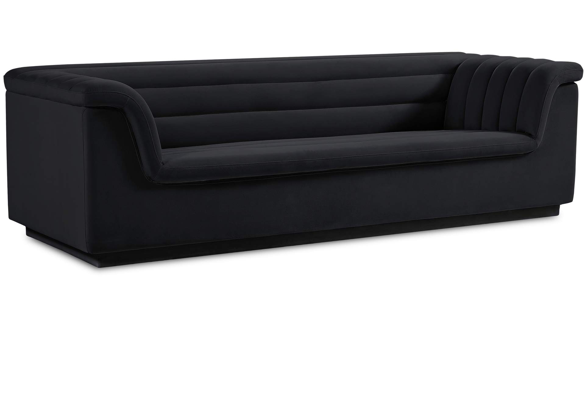 Cascade Black Velvet Fabric Sofa,Meridian Furniture