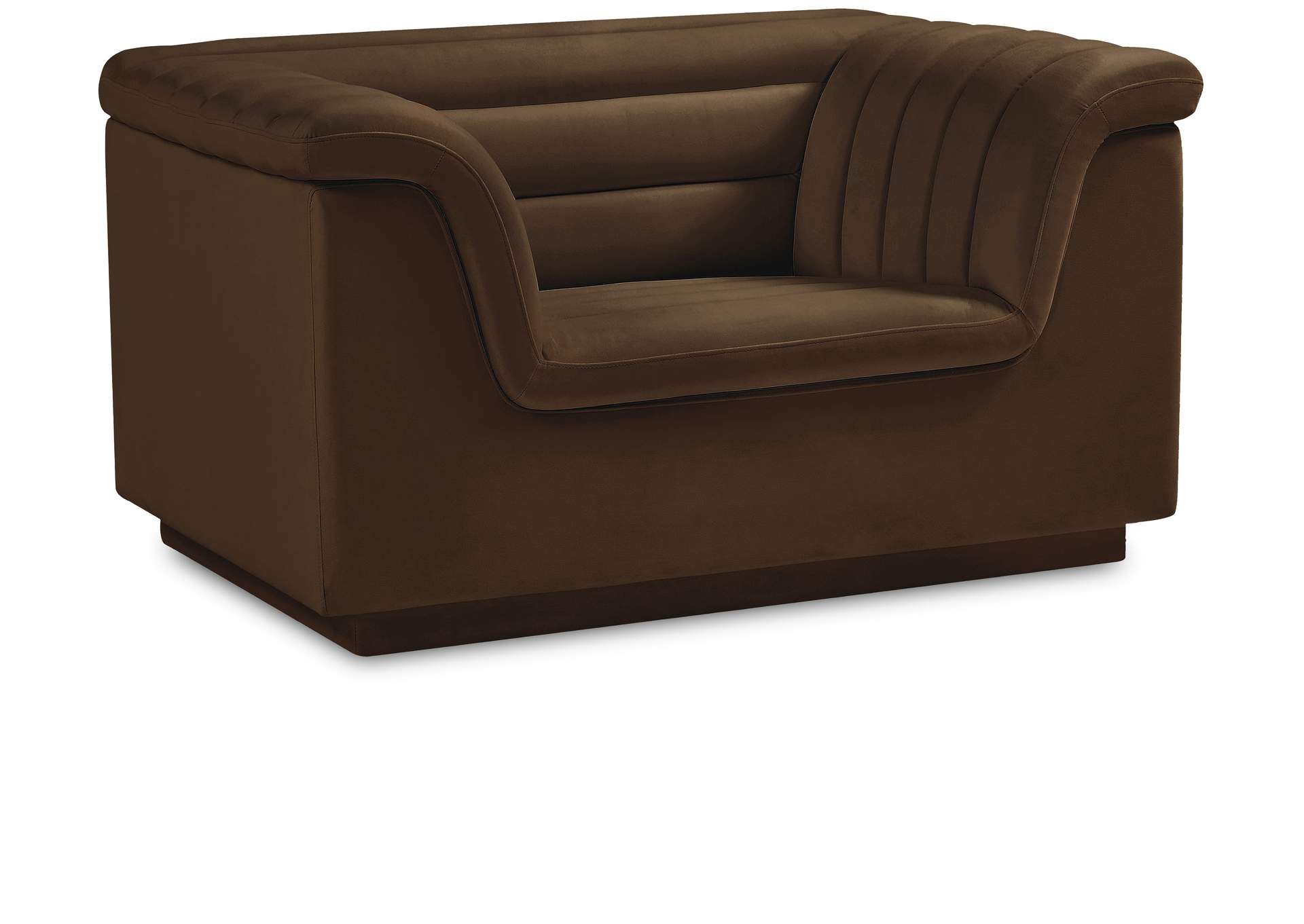 Cascade Brown Velvet Fabric Chair,Meridian Furniture
