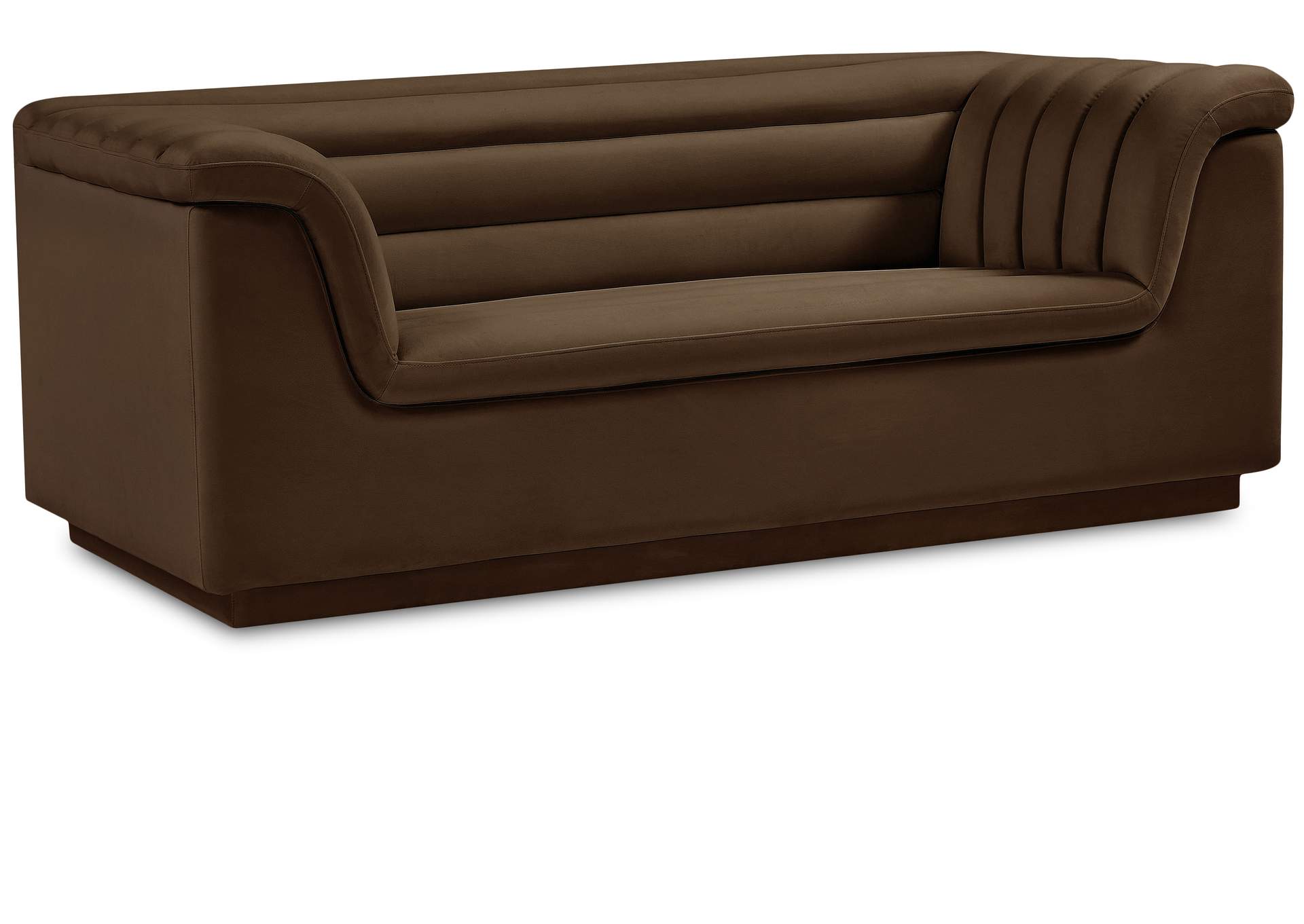 Cascade Brown Velvet Fabric Loveseat,Meridian Furniture