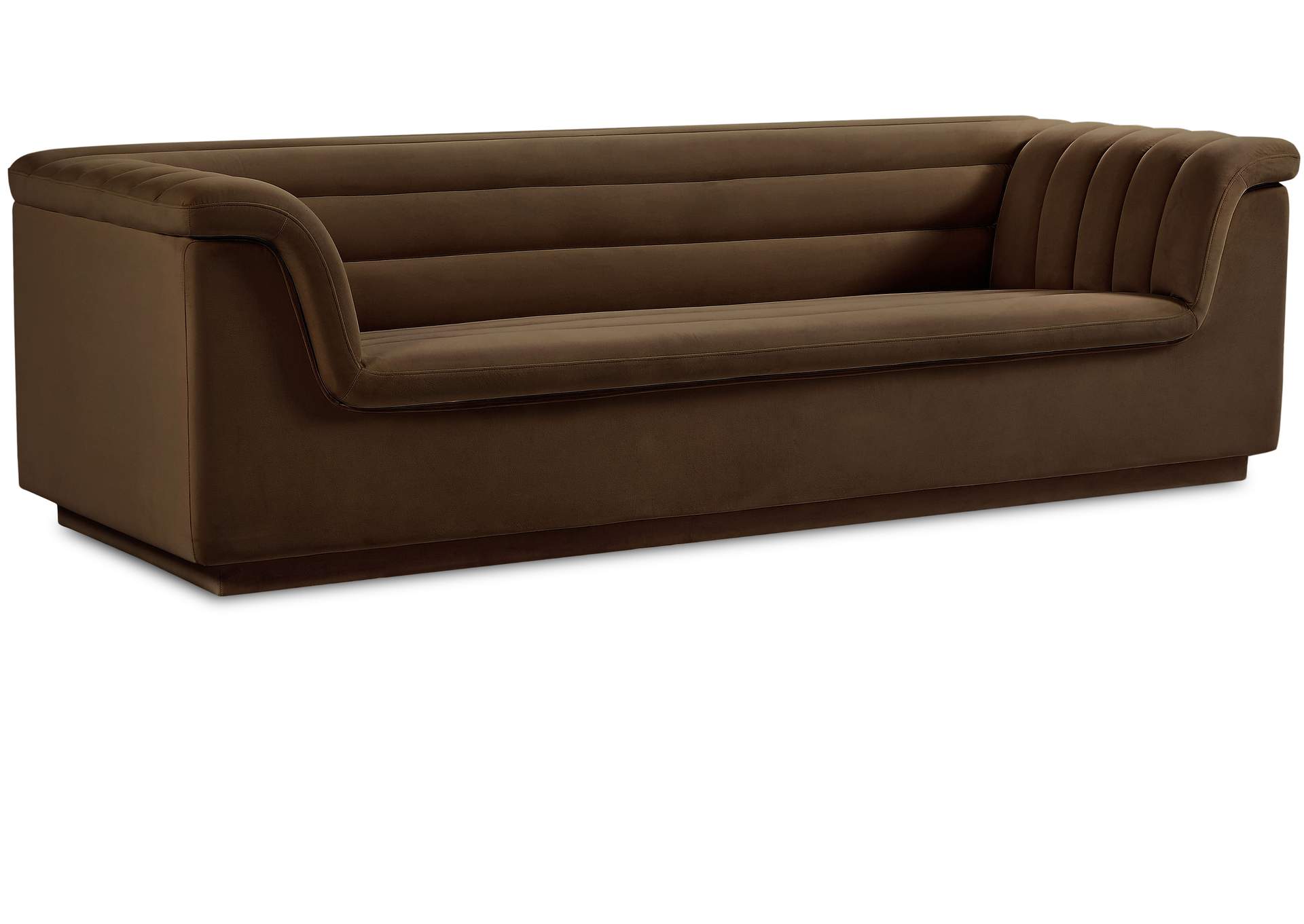 Cascade Brown Velvet Fabric Sofa,Meridian Furniture