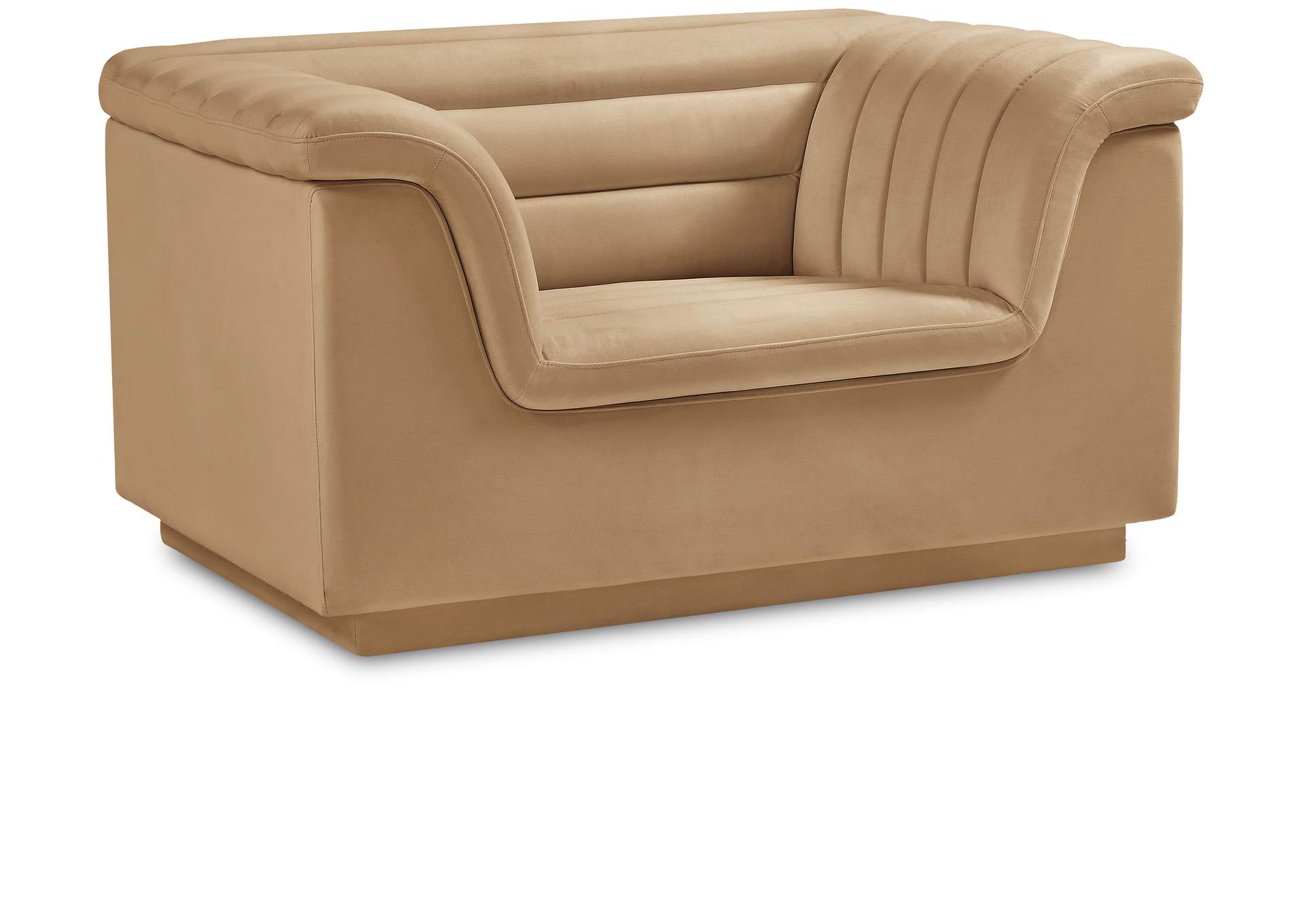 Cascade Camel Velvet Fabric Chair,Meridian Furniture