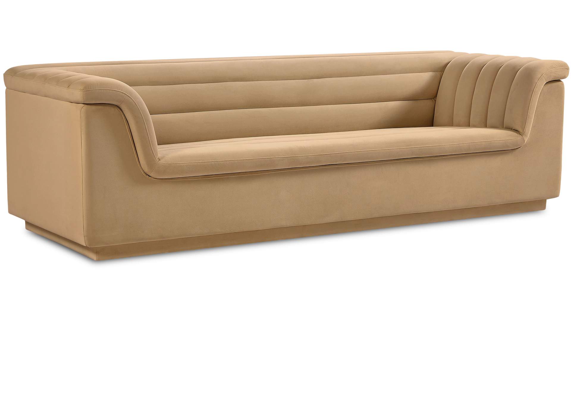 Cascade Camel Velvet Fabric Sofa,Meridian Furniture