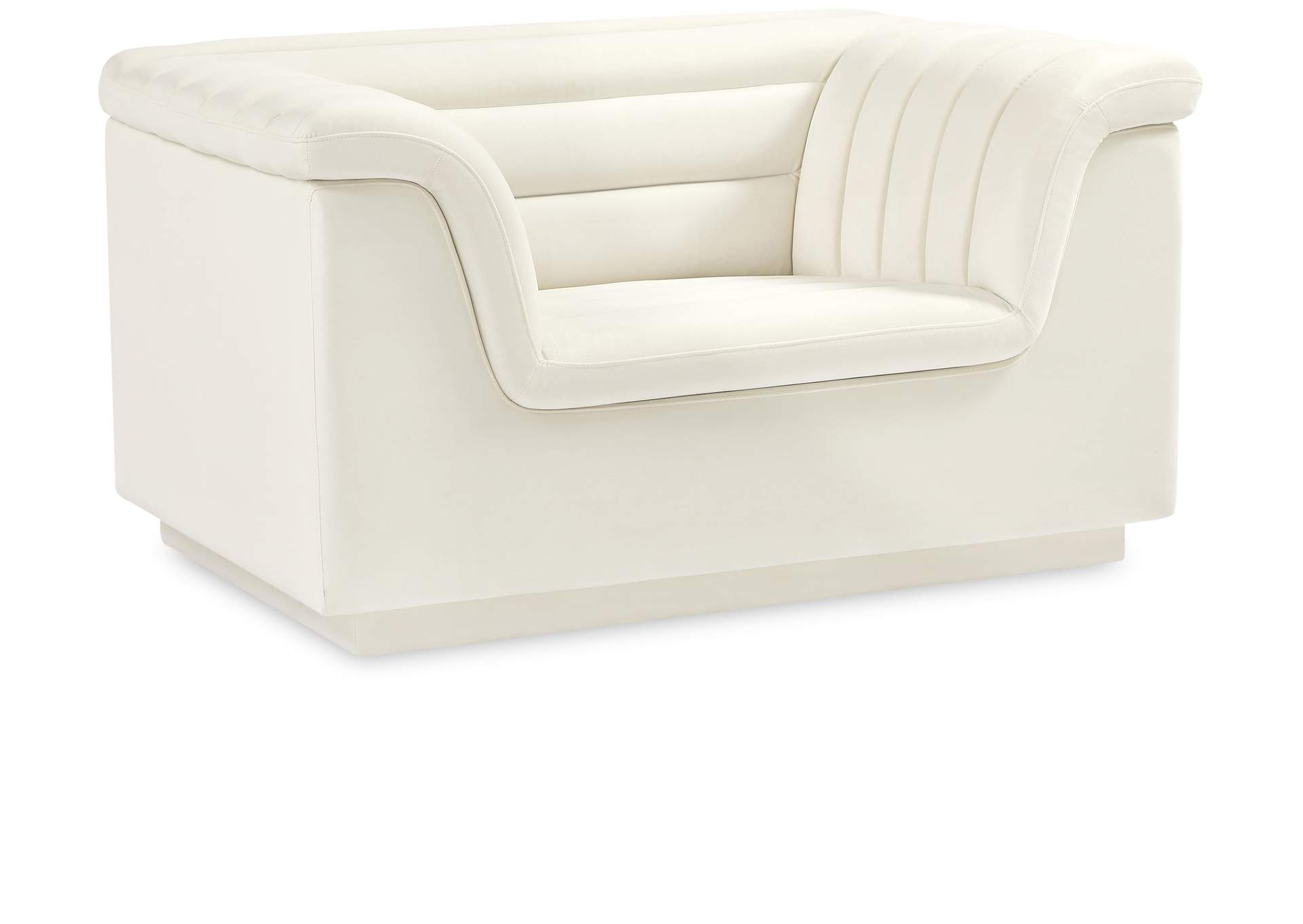 Cascade Cream Velvet Fabric Chair,Meridian Furniture