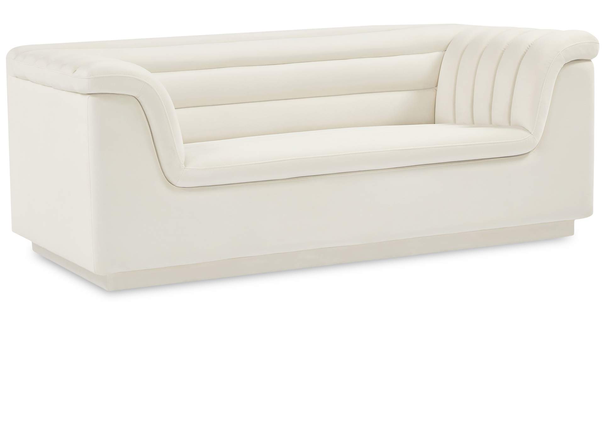 Cascade Cream Velvet Fabric Loveseat,Meridian Furniture