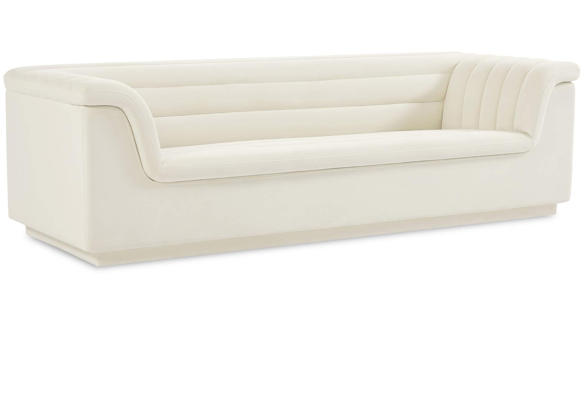 Cascade Cream Velvet Fabric Sofa,Meridian Furniture