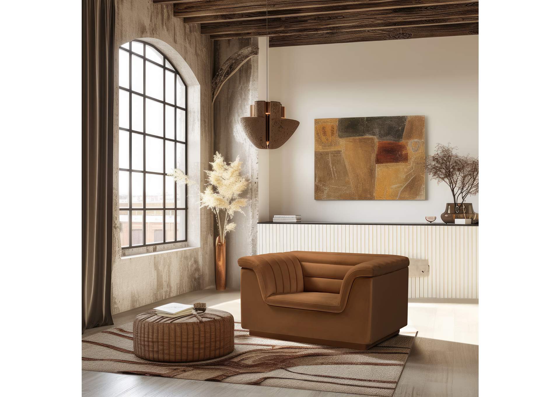 Cascade Saddle Velvet Fabric Chair,Meridian Furniture