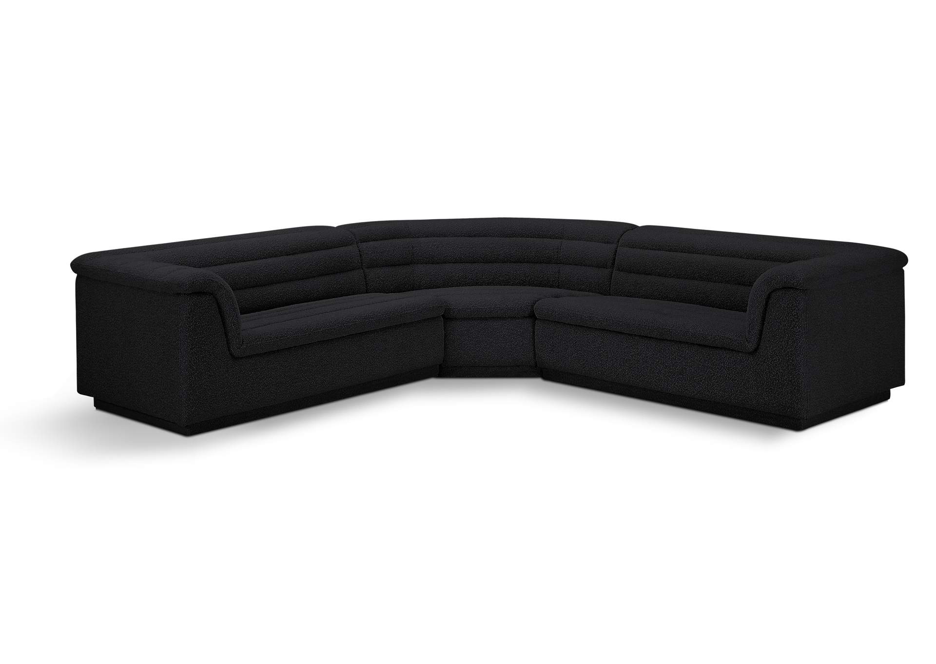 Cascade Black Boucle Fabric Modular Sectional,Meridian Furniture