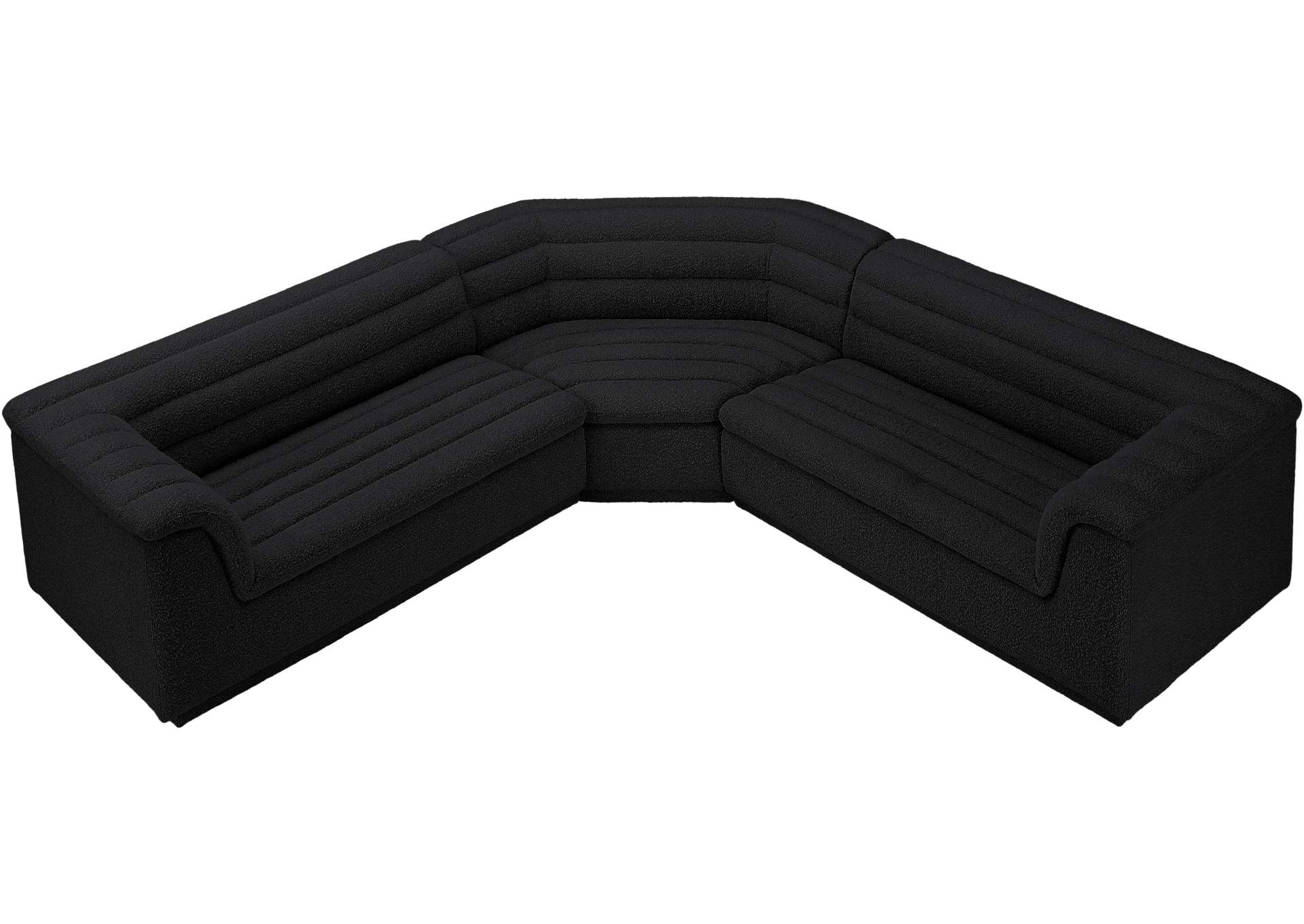 Cascade Black Boucle Fabric Modular Sectional,Meridian Furniture