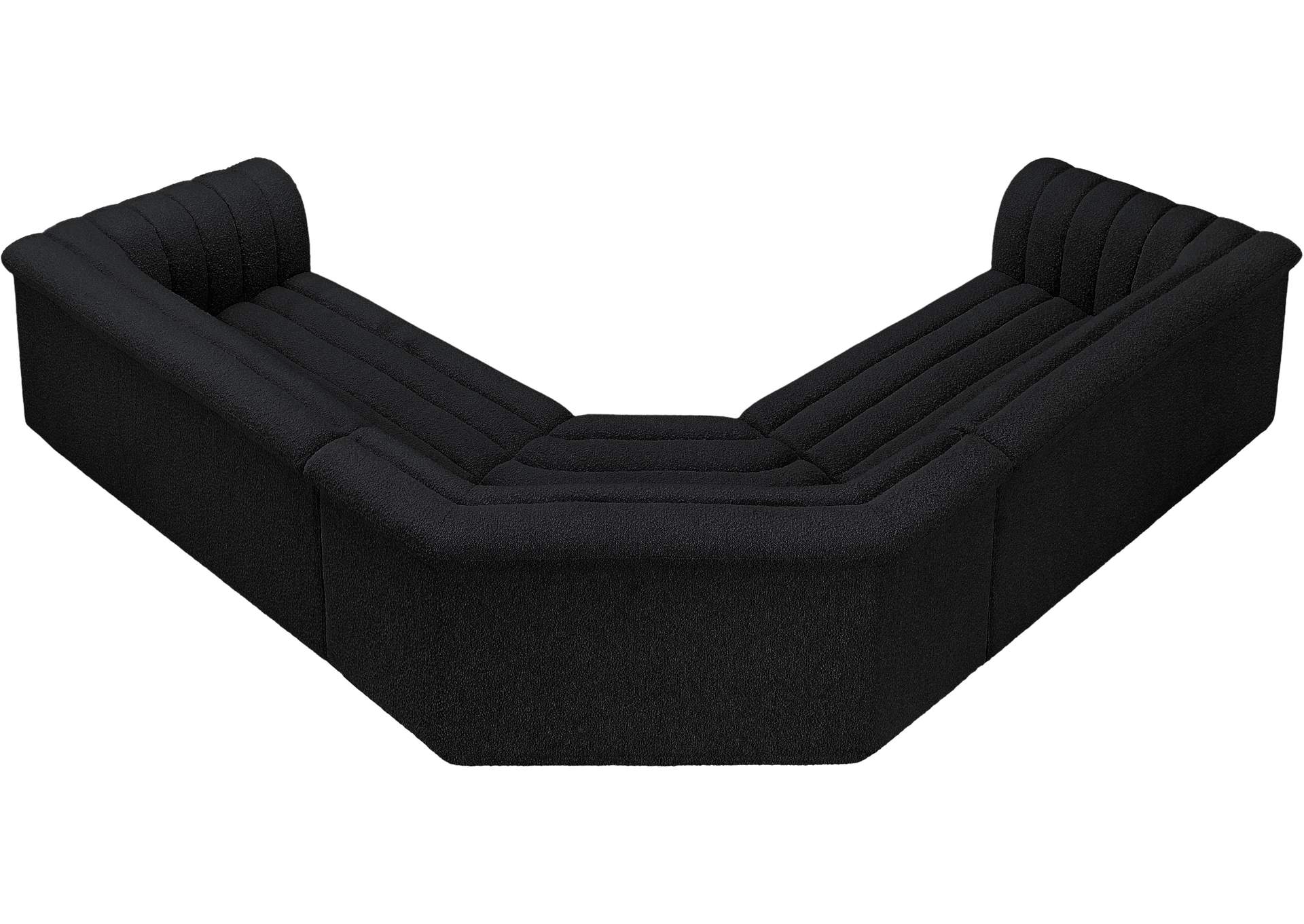 Cascade Black Boucle Fabric Modular Sectional,Meridian Furniture