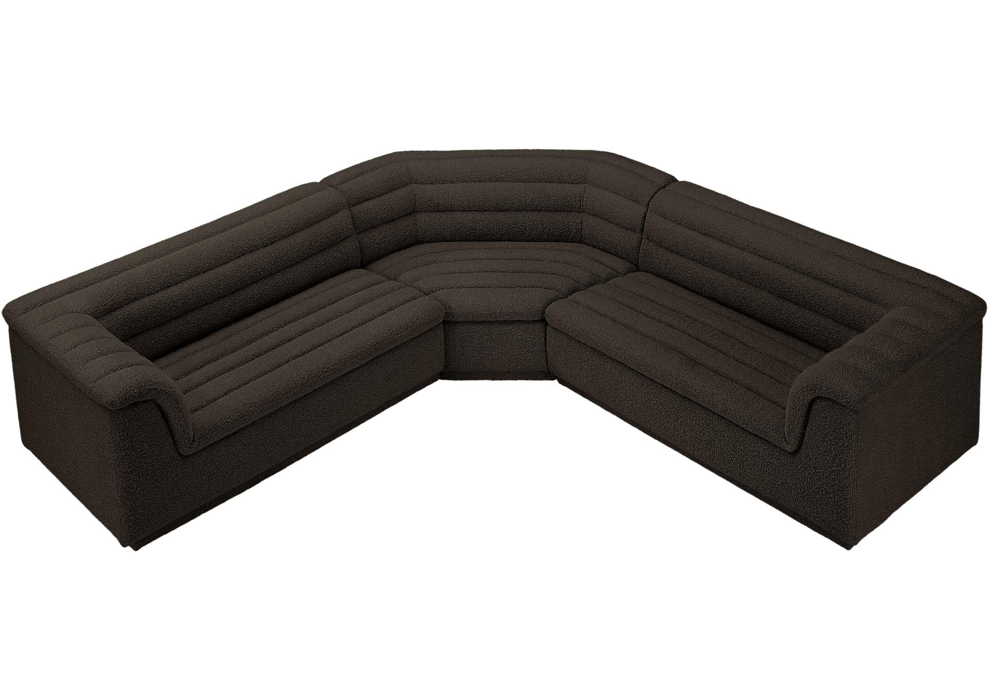 Cascade Brown Boucle Fabric Modular Sectional,Meridian Furniture